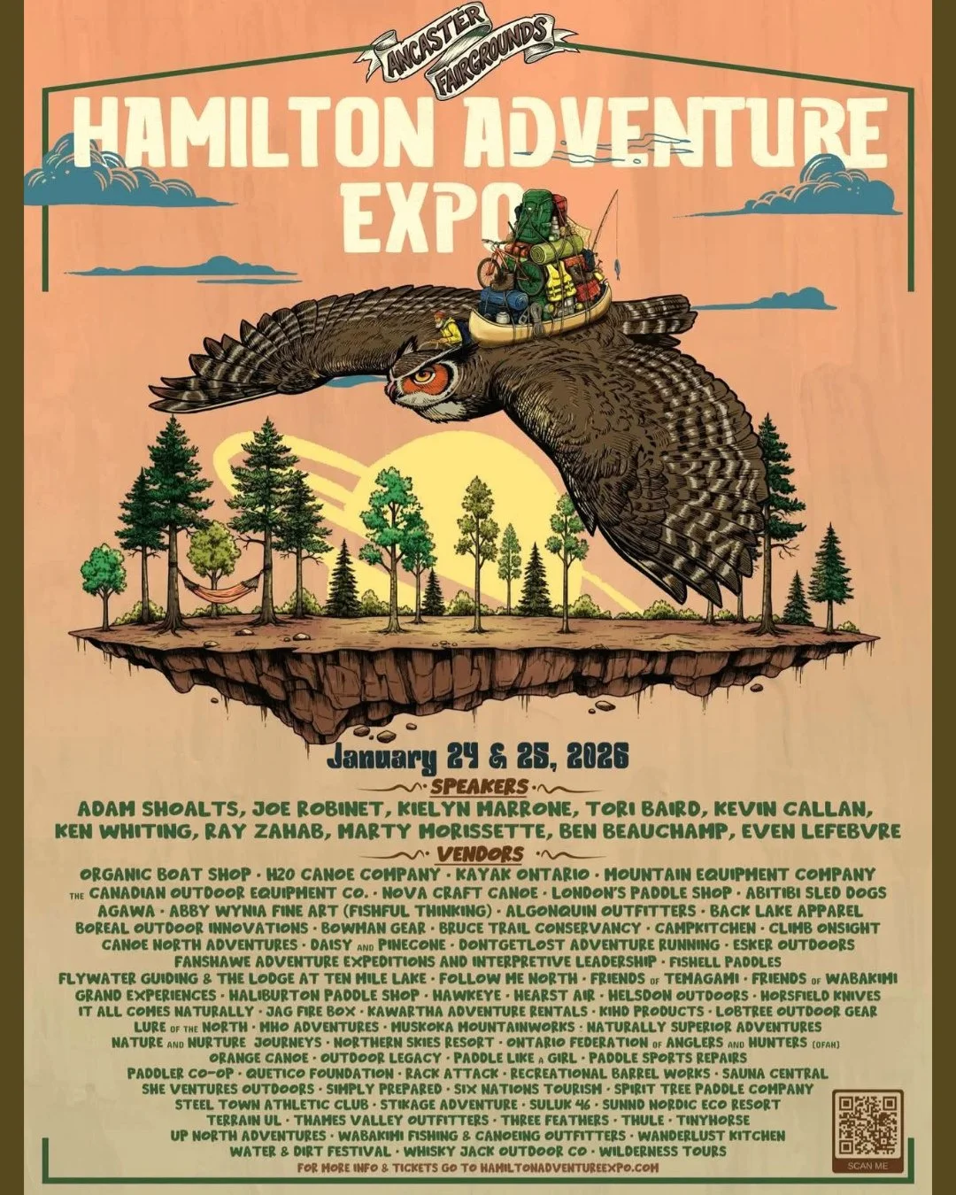 Adventure starts here. 🌲✨⁠
⁠
The Hamilton Adventure Expo is back at the Ancaster Fairgrounds⁠
📅 January 24-25, 2026⁠
🕙 Sat 10-6 | Sun 10-5⁠
⁠
PLUS&hellip; kick things off early with the Adventure Film Festival⁠
🎬 January 23, 2026, at the Westdale