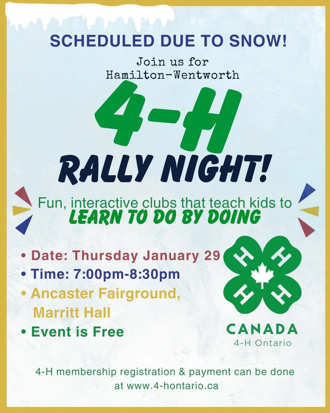 ❄️ Snowed out, not cancelled! ❄️⁠
If you were worried you missed Hamilton-Wentworth 4-H Rally Night, don&rsquo;t worry it has been rescheduled, and everything else stays the same!⁠
⁠
🌱 What is 4-H?⁠
4-H is a youth development program for ages 6&ndas