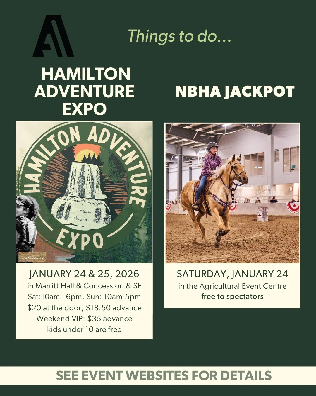 Adventure seekers and horse sport fans, this weekend is stacked!⁠
⁠
🏕️ Hamilton Adventure Expo | Jan 24&ndash;25⁠
Back for its 2nd year and bigger than ever, the Hamilton Adventure Expo is taking over three indoor buildings PLUS a brand-new outdoor 