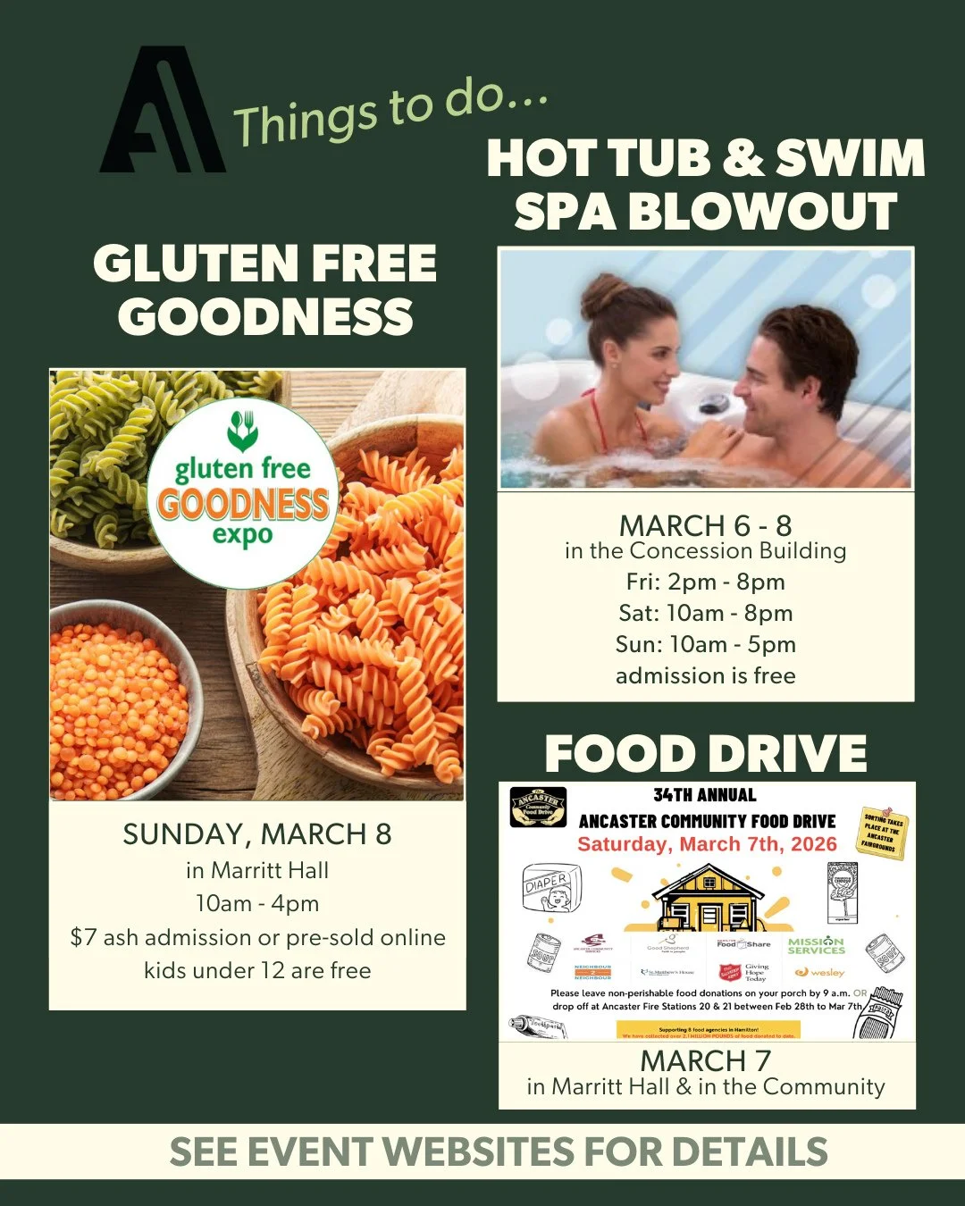 Looking for weekend plans, Ancaster? 👀 We&rsquo;ve got something for every vibe at the Ancaster Fairgrounds.⁠
⁠
🌾 Gluten-free goodness awaits.  Discover, sample, and shop from 60+ vendors all under one roof. Whether you&rsquo;re celiac, gluten-sens