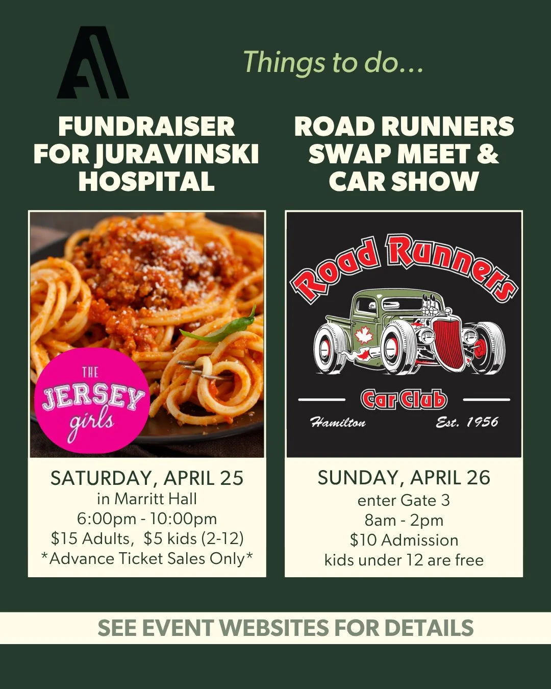 🍝 Dinner for a cause⁠
The Jersey Girls are serving up their 12th Annual Spaghetti Dinner &amp; Silent Auction in support of Juravinski Hospital &amp; Cancer Centre ❤️⁠
📅 April 25⁠
🎟 Tickets still available, but not for long.  The last day to grab 