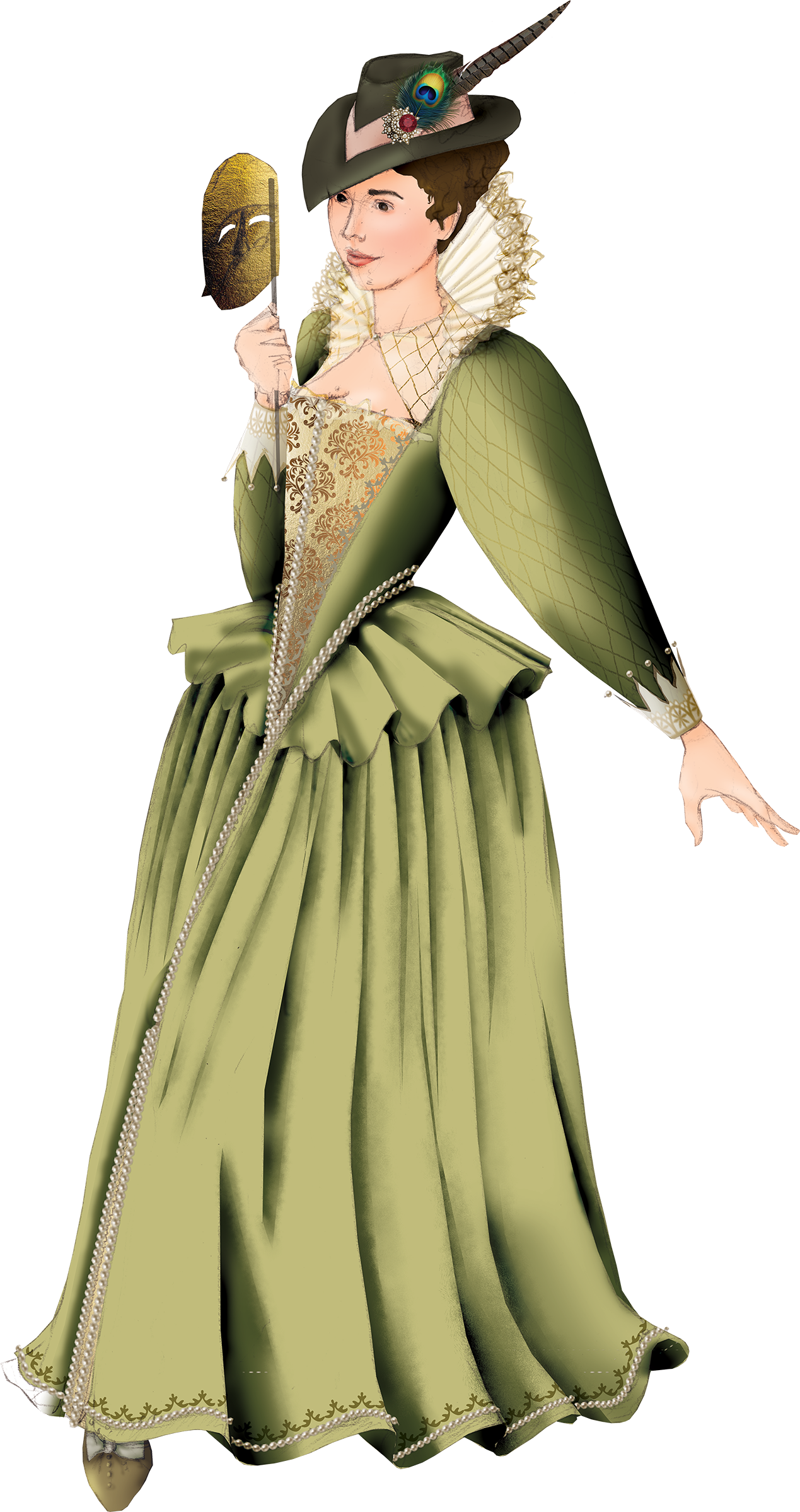 Beatrice masquerade green dress.png