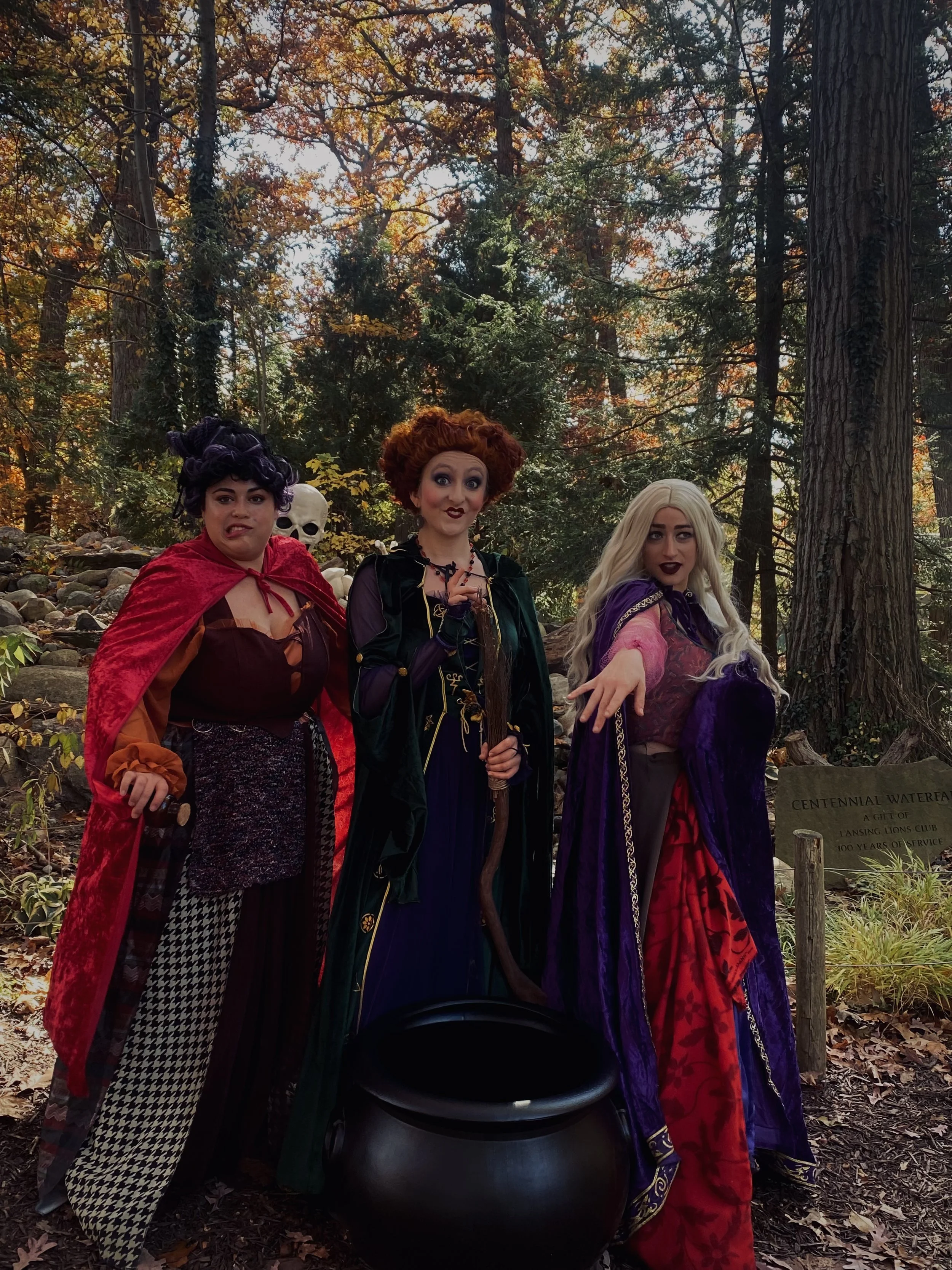 Sanderson Sisters for hire, Mary Sanderson, Winifred Sanderson, Sarah Sanderson Impersonator Michigan, Sanderson Hocus Pocus characters, Halloween Party Entertainment
