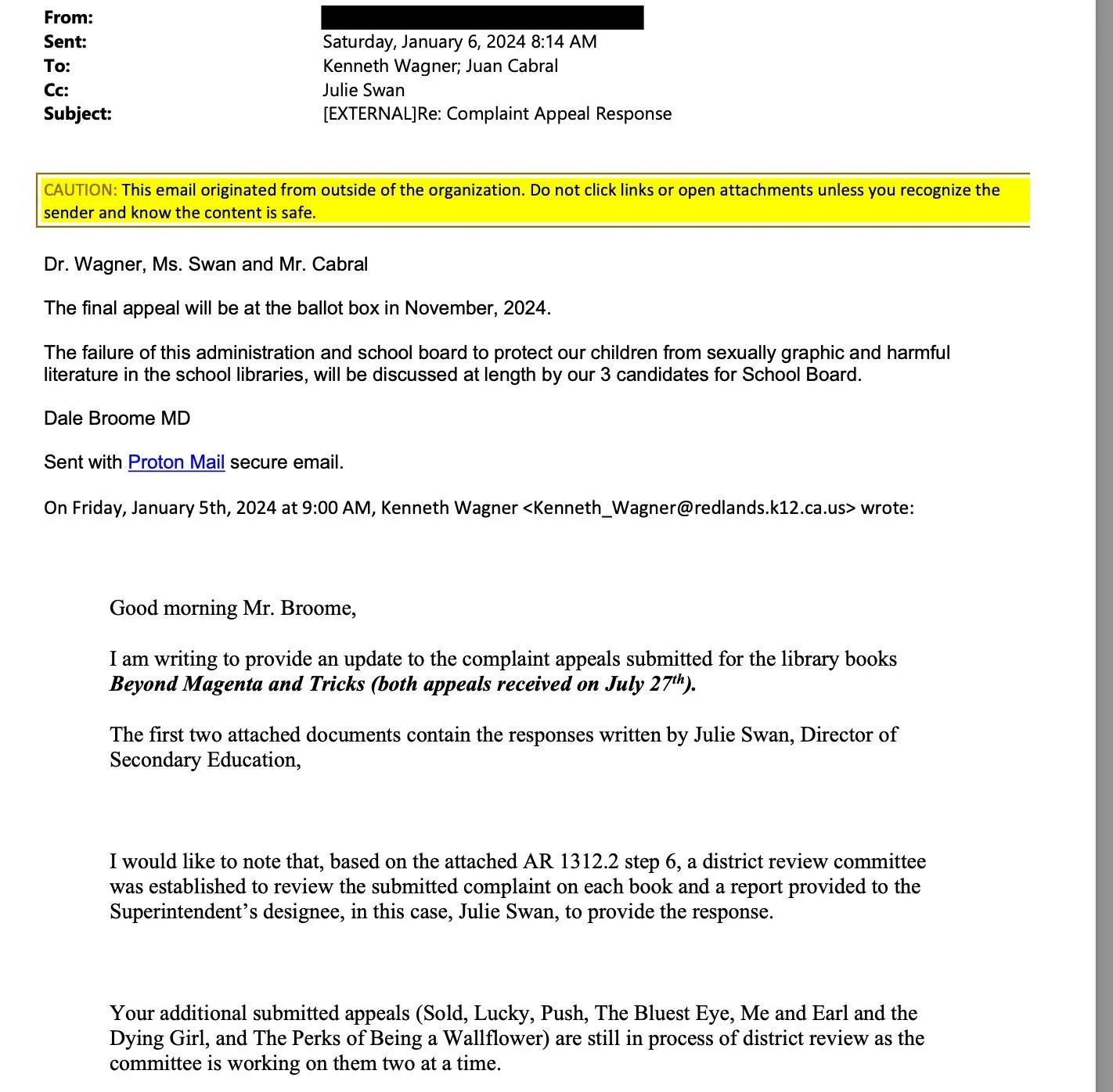 Broome calls everything he doesn't like "sexually graphic"