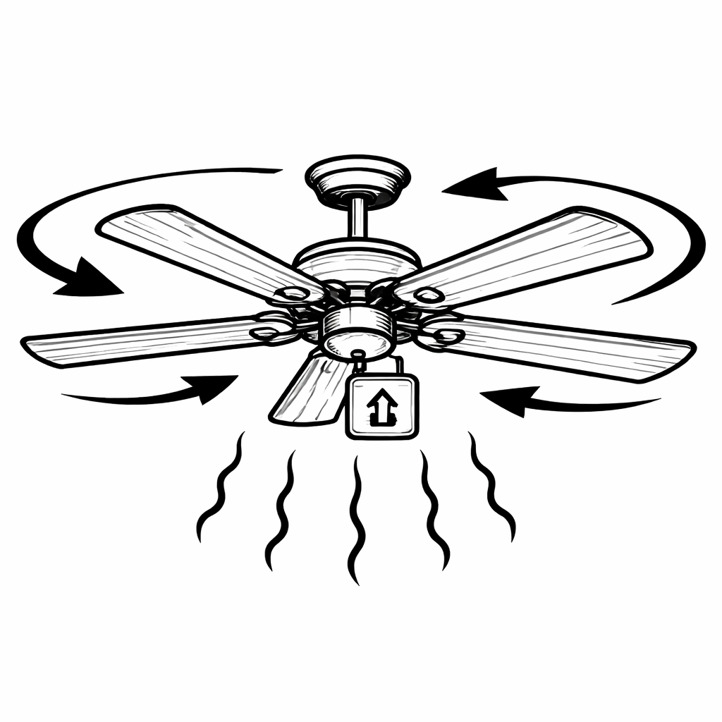 Reversing a ceiling fan direction in winter to circulate warm air