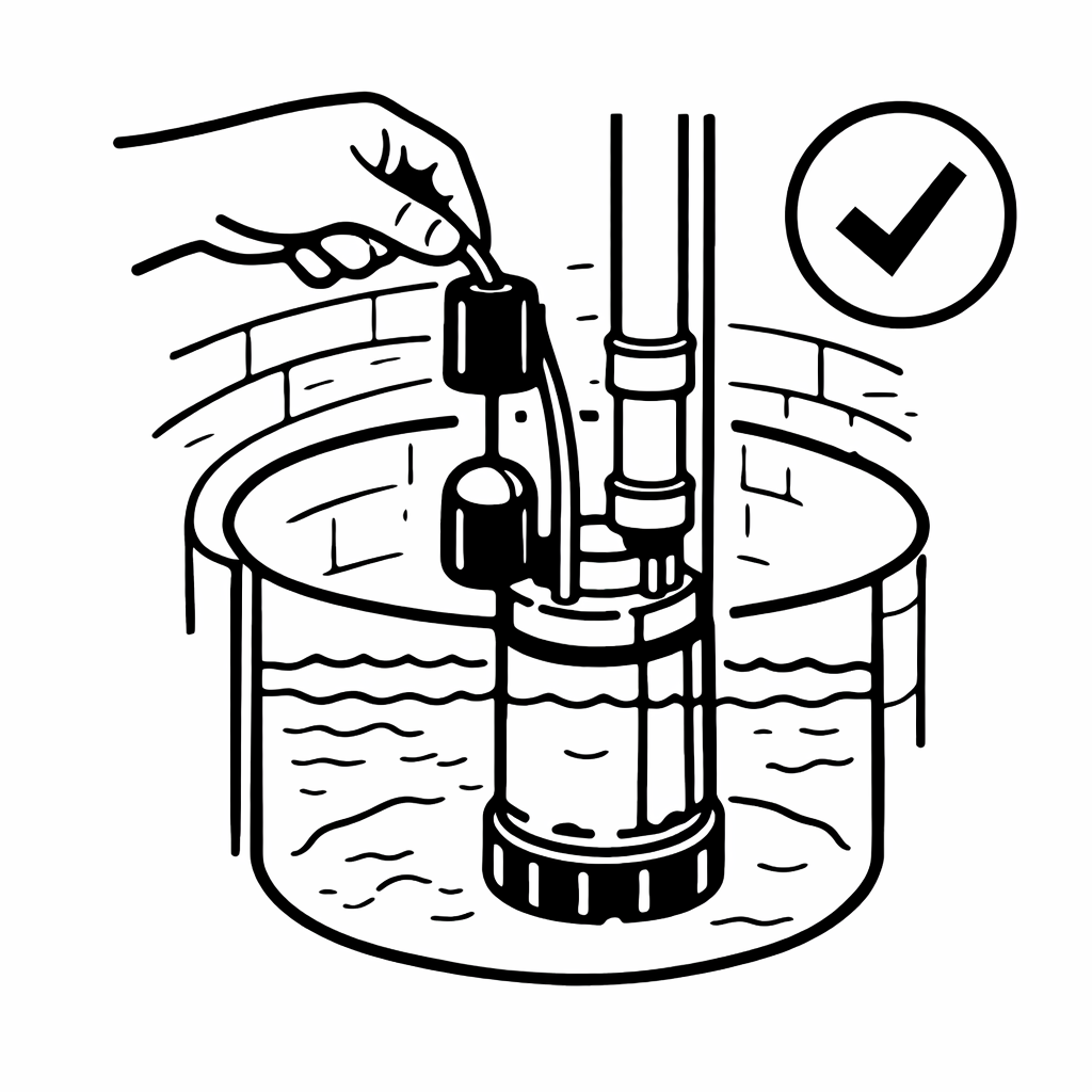 Testing a sump pump float switch to ensure proper operation before spring rains