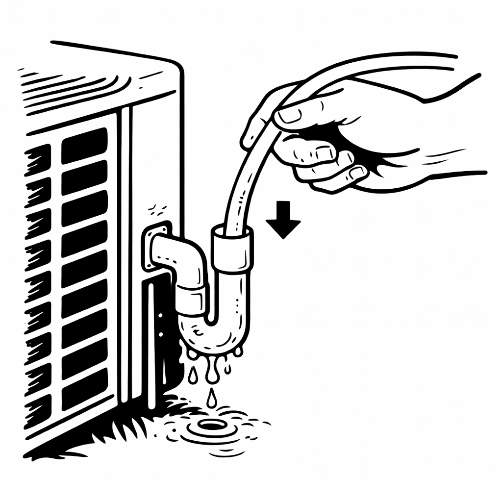 Checking and clearing an AC condensate drain line to prevent water backup and leaks