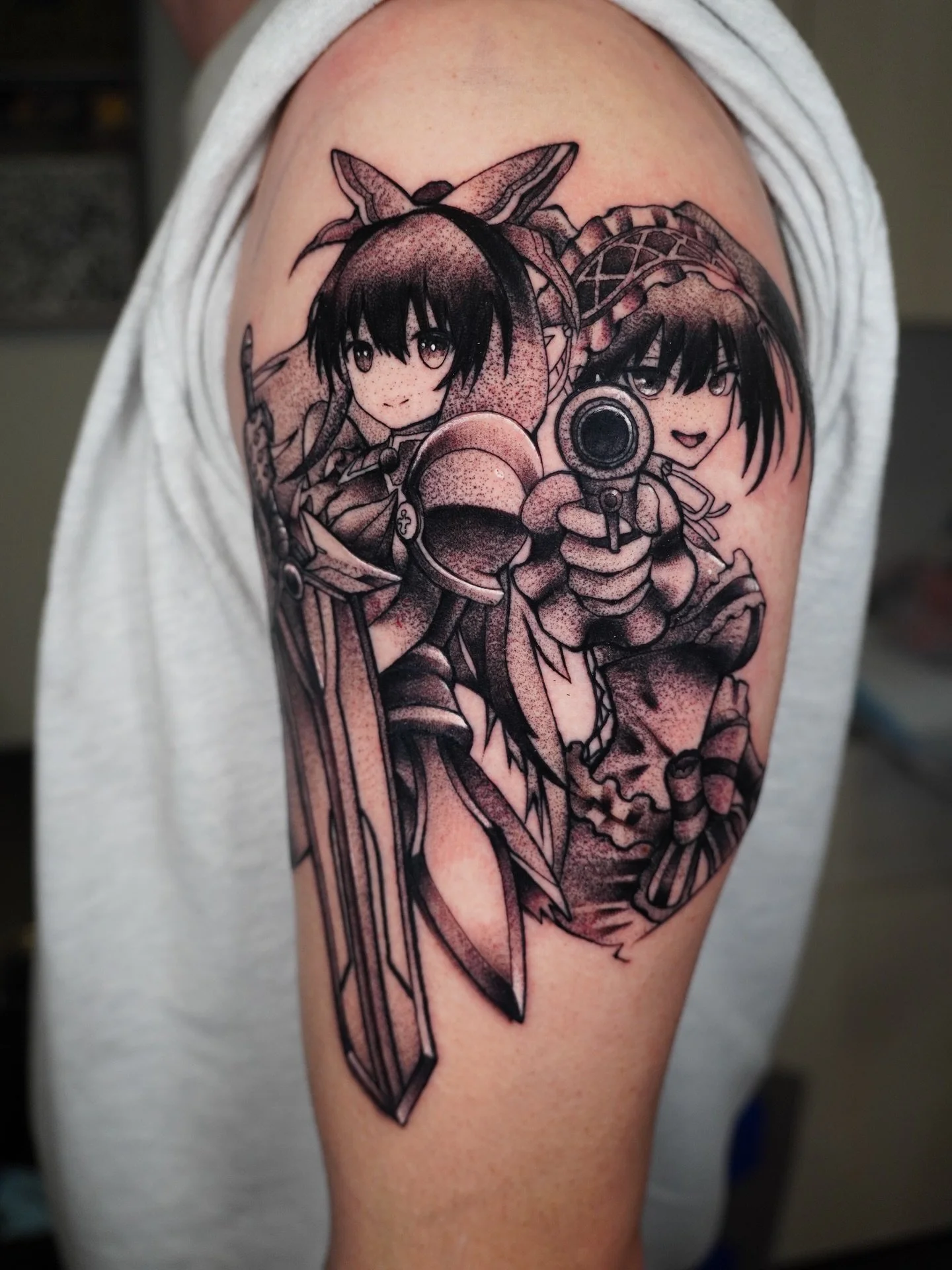 Tohka Yatogami x Kurumi Tokisaki from Date A Live 💥for @nyx.1rr 

Thank you for your trust for this piece! 
I&rsquo;ve never watched this anime but I might have to get into it! 

Done at @majorasmarktattoostudio 
Using the best ; 
@acus_tattoomachin