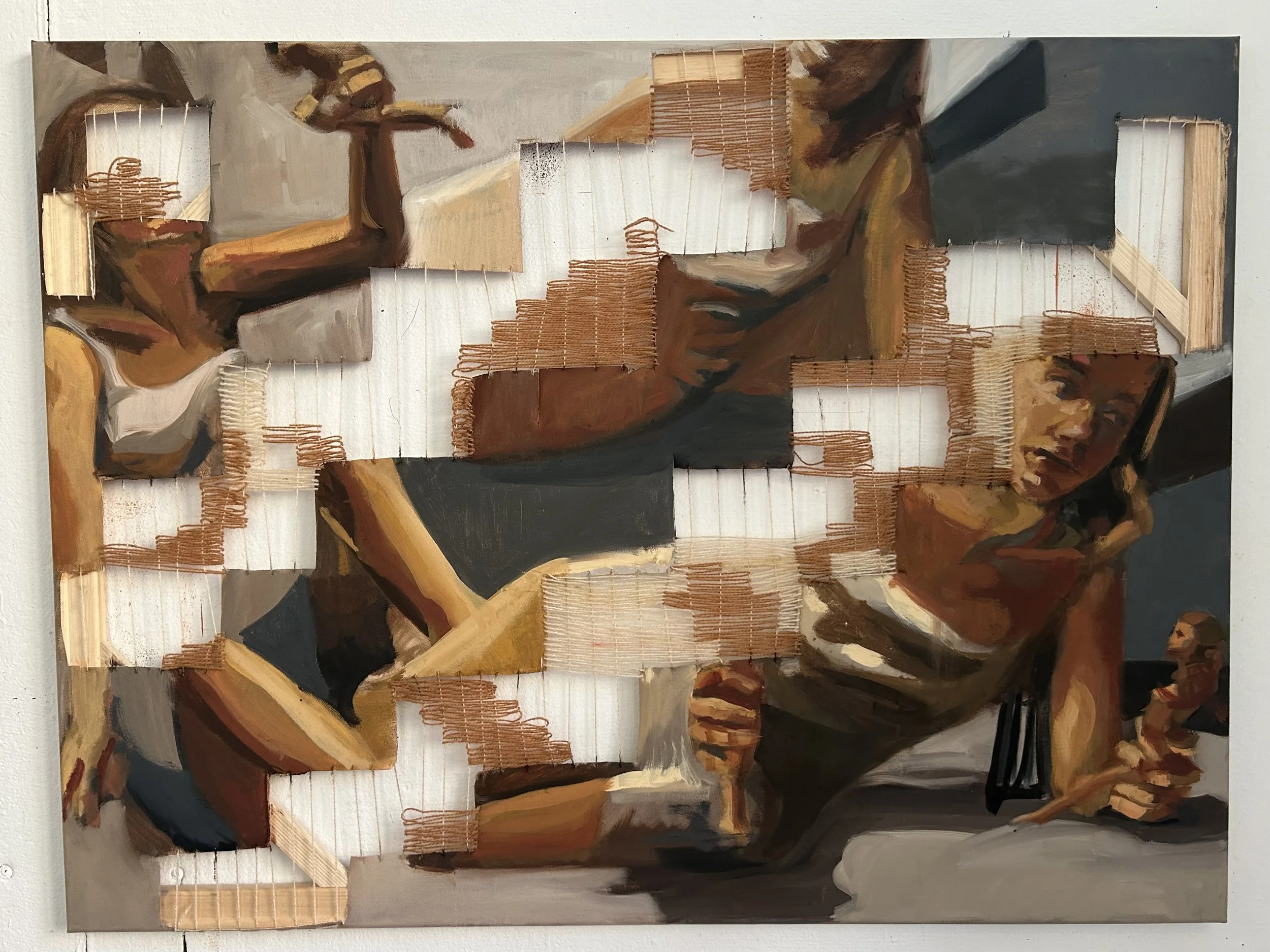 Oil on canvas with alpaca wool, 30x40"