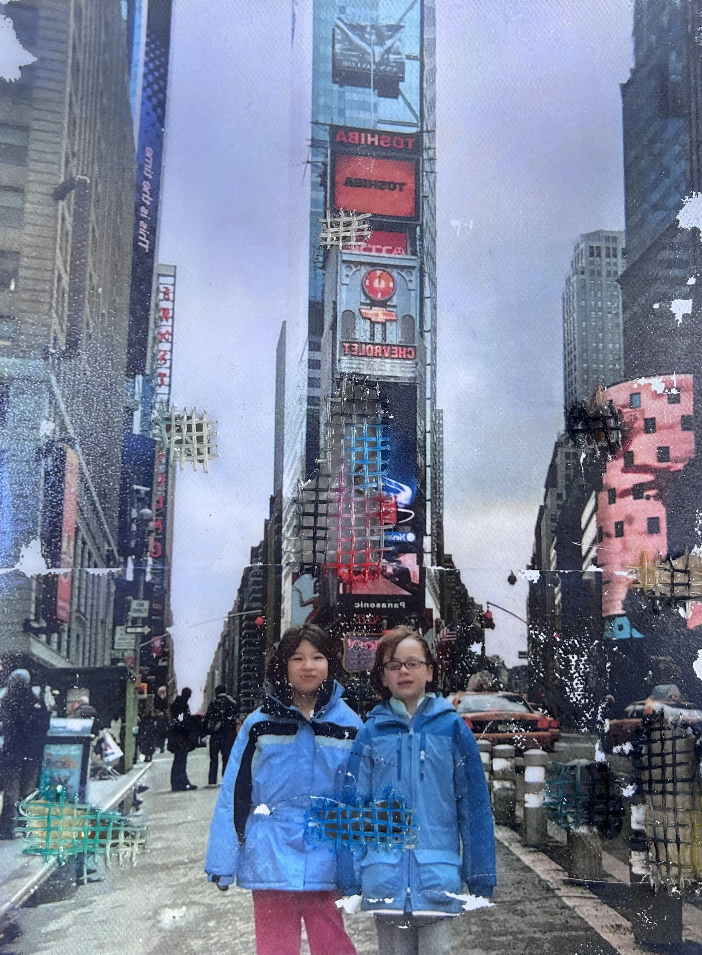 Americana, 2026, inkjet print and watercolor in silk and canvas, 9x12"