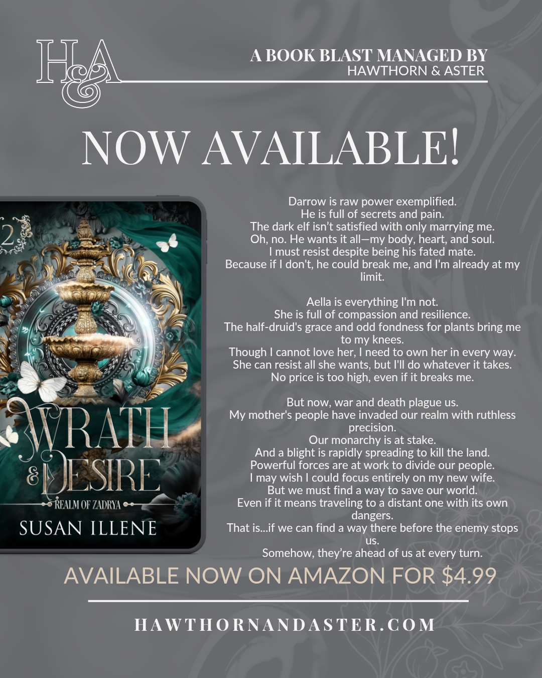 Wrath & Desire by Susan Illene, Book 2 of Realm of Zadrya available now!