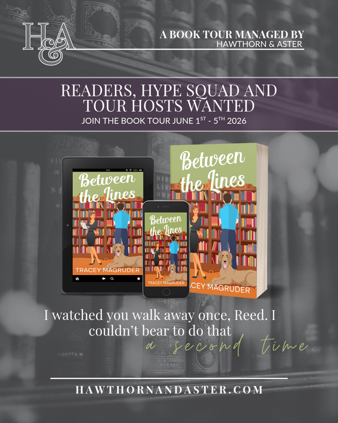 Readers, Hype Squad and Tour Hosts wanted for Tracey Magruder's debut, Between the Lines!