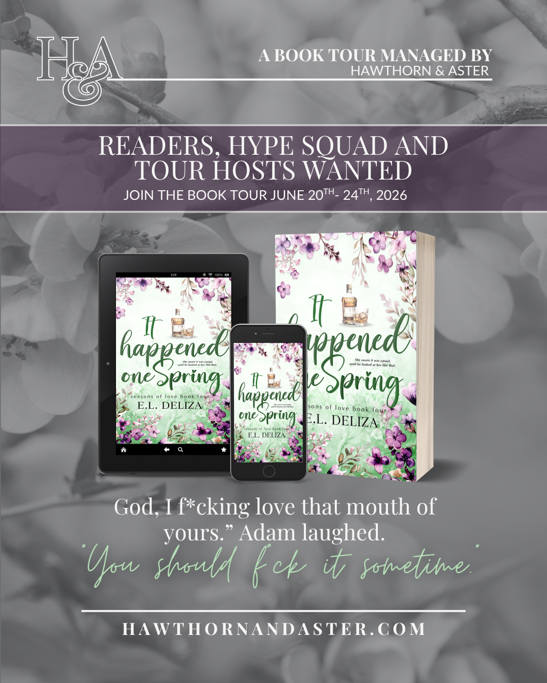 It Happened One Spring by E.L. Deliza, Book Tour Participants Needed