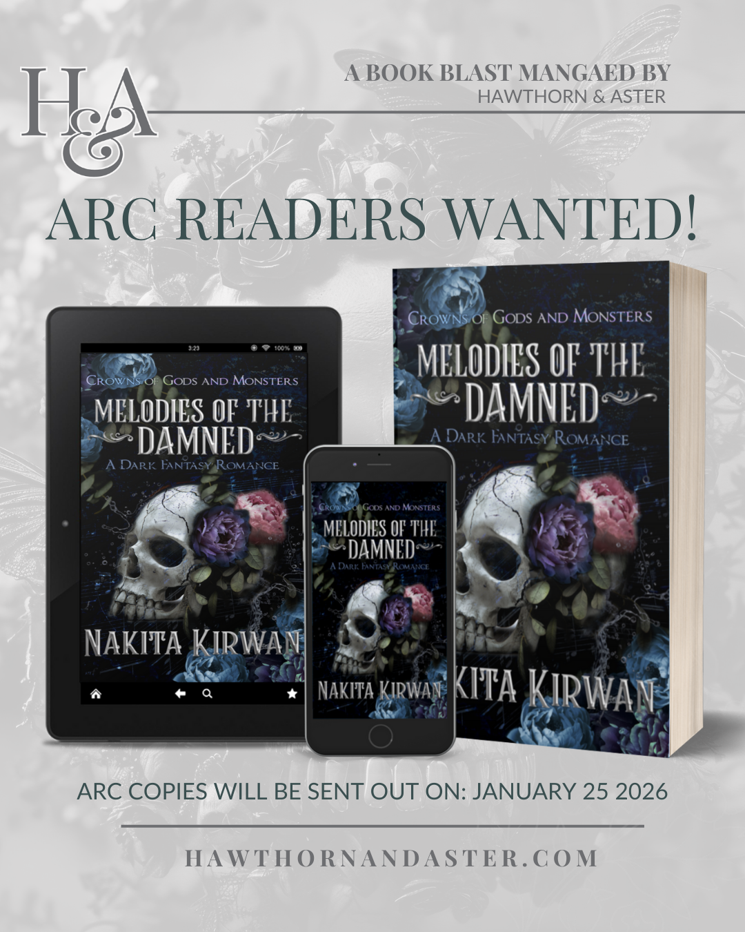ARC Readers Wanted for Nakita Kirwan's debut dark fantasy romance, Melodies of the Damned