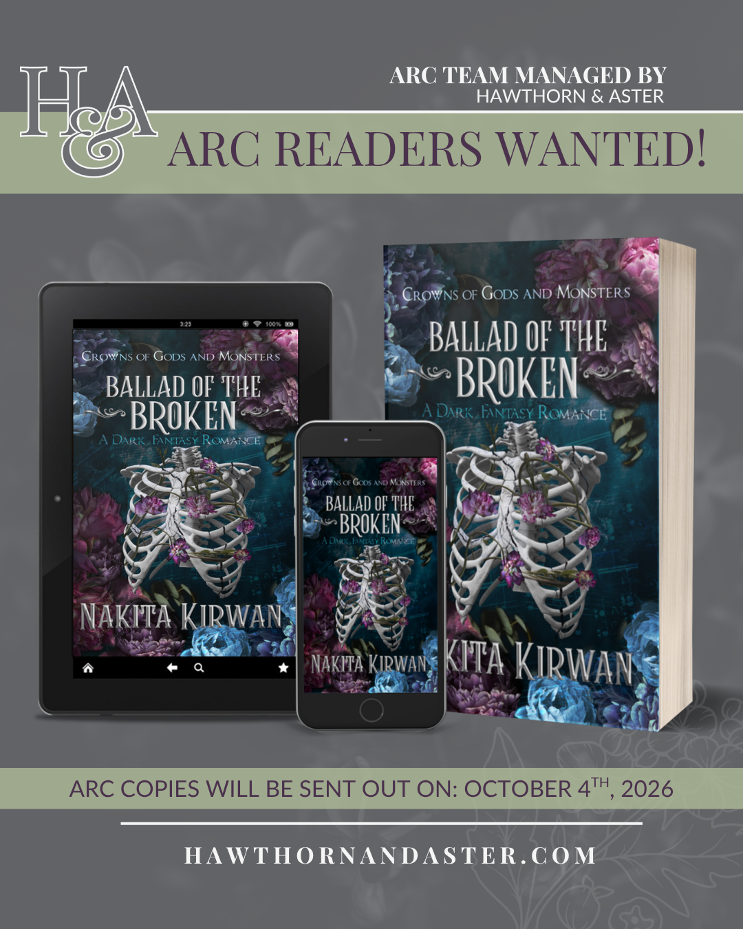 ARC Team for Nakita Kirwan's Ballad of the Broken, Book 2 of Crowns of Gods and Monsters