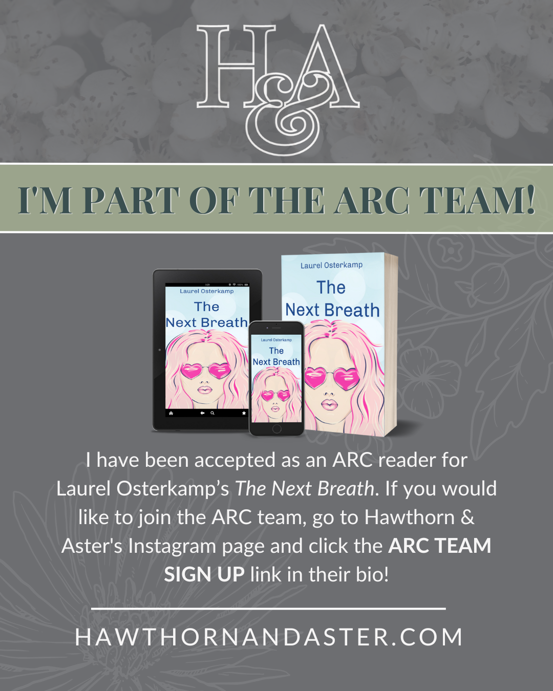 I'm a part of Laurel Osterkamp's ARC Team for The Next Breath: Audiobook