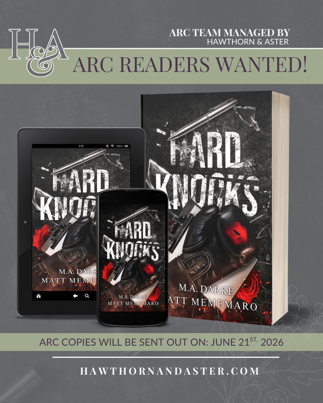 ARC Readers wanted for an MMA romance by M.A. Darke and Matt Mememaro