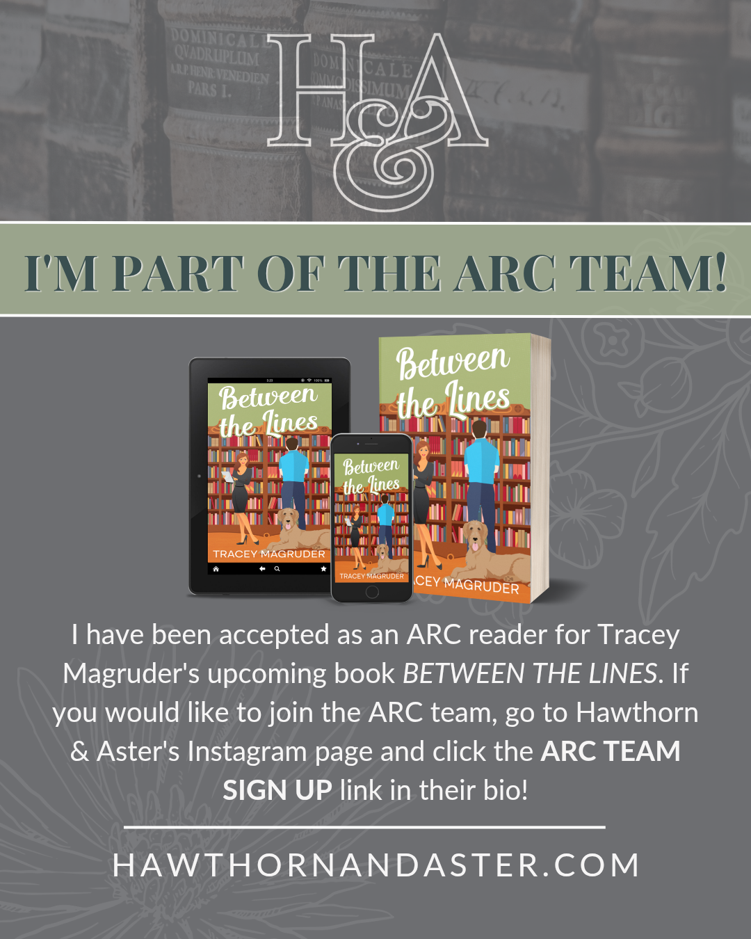 I'm a part of the ARC Team for Tracey Magruder's Debut Novel, Between the Lines!