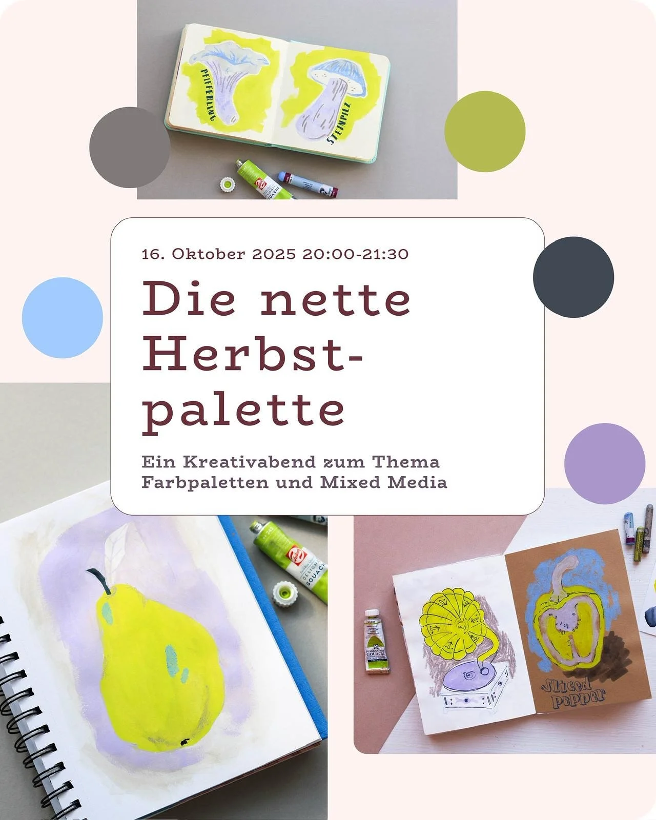 ☀️👋🏻🍁Wir melden uns aus der sommerlichen Palettenpause zur&uuml;ck und haben mit der Netten Herbstpalette 2025 nicht nur f&uuml;nf neue Farben🌈 und zehn Materialien✏️, sondern ab sofort auch einen Namen f&uuml;r unsere Paletten im Gep&auml;ck (un