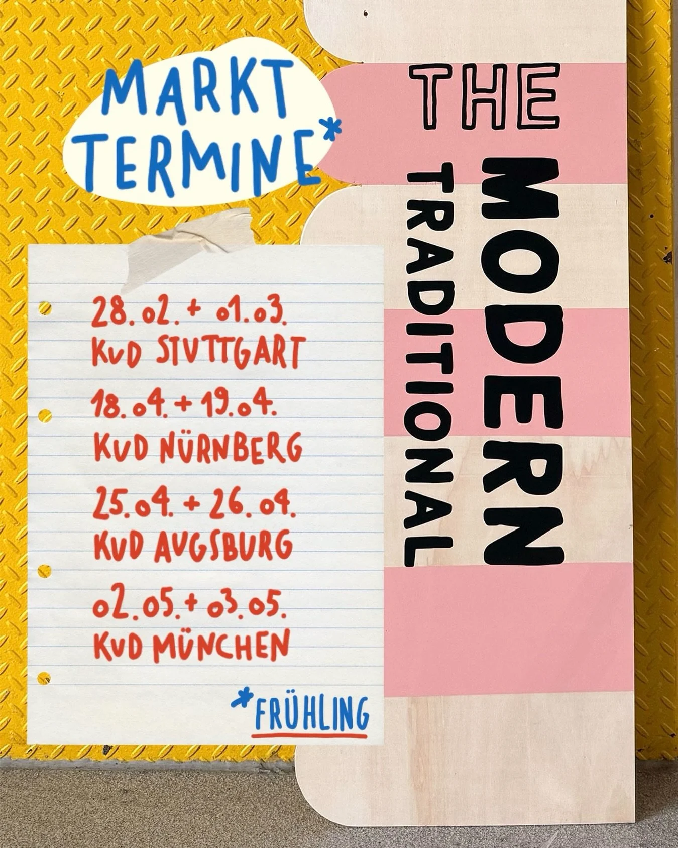 Die neue @kunst_designmarkt Saison startet n&auml;chste Woche und ich dachte, ich mache endlich mal das, was ich schon letztes Jahr machen wollte: Alle (Fr&uuml;hlings-)Termine, bei denen ich mit meinem kleinen aber feinen Stand dabei bin, &uuml;bers