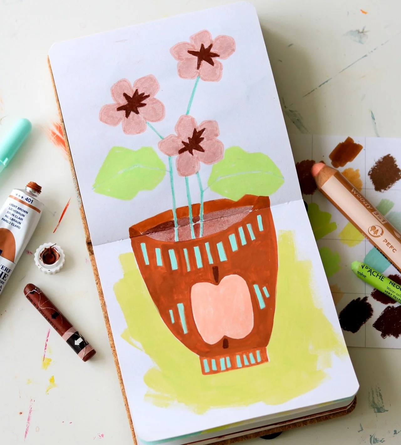 Keine Nette Palette ohne Blumen. Und deshalb musste auch die Nette Fr&uuml;hlingpalette &bdquo;Cookies &amp; Cream&ldquo; auf ihre Blumentauglichkeit getestet werden.🕵🏻&zwj;♀️🌸

Und ich w&uuml;rde sagen: L&auml;uft.☀️

🍋&zwj;🟩Limette, 🍮Karamell