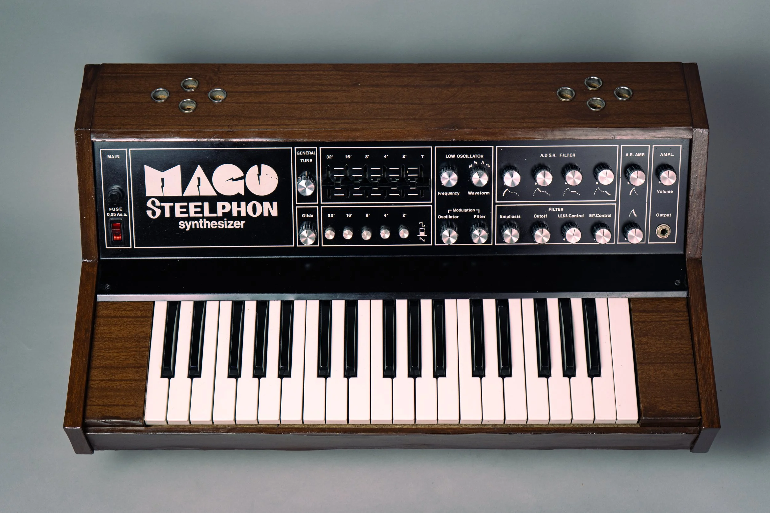 This is the predecessor to the mighty Steelphon S900, but it's a single oscillator monophonic synth instead of double, with a quite similar sound : organic, raw and expressive. The snappy envelopes in combination with the Moog ladder filter makes it 