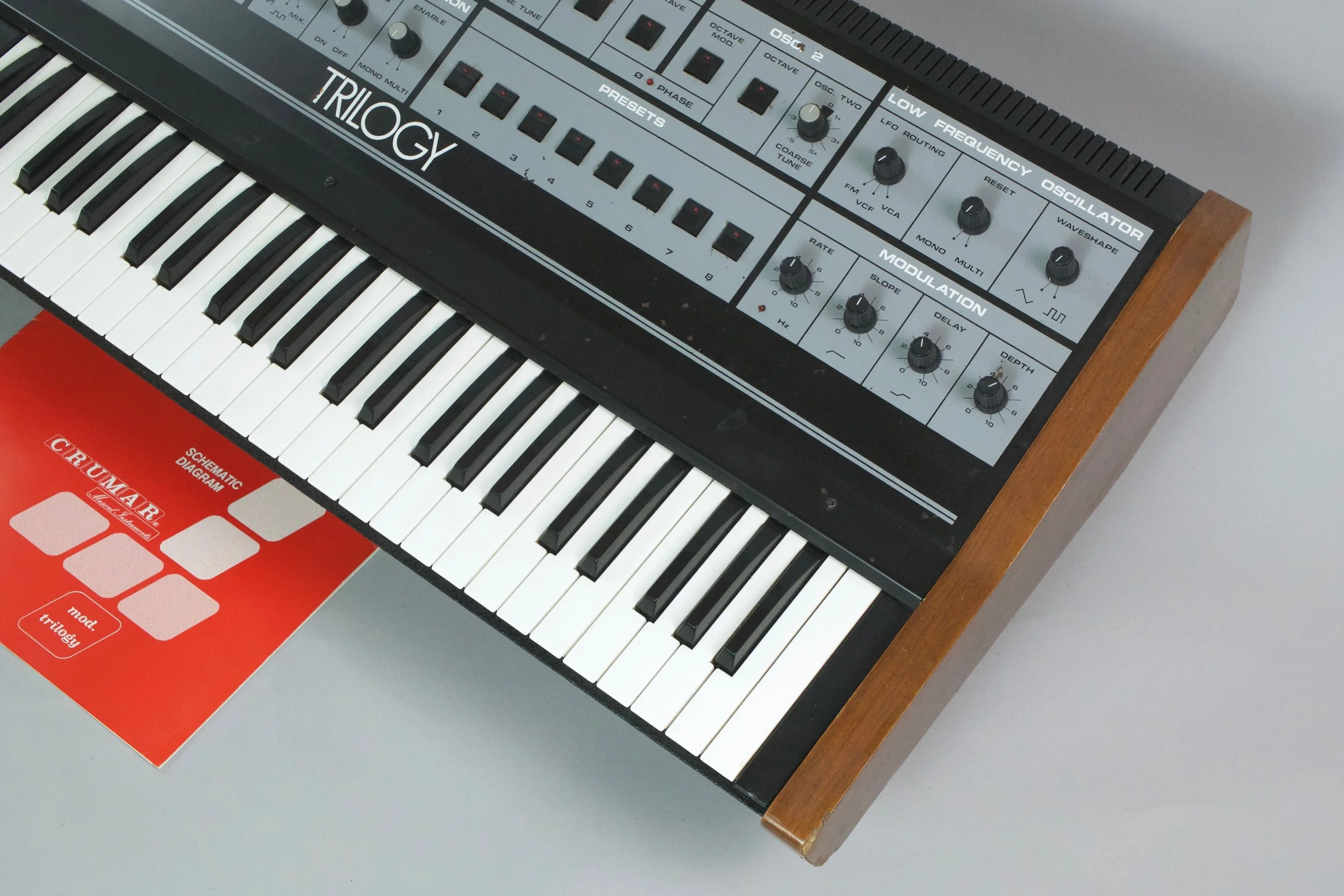 The low pass 24 dB filter utilising SSM chips is powerful - and makes the Trilogy bat above its already impressive weight, with full polyphony its actually paraphonic with double oscillators per voice.