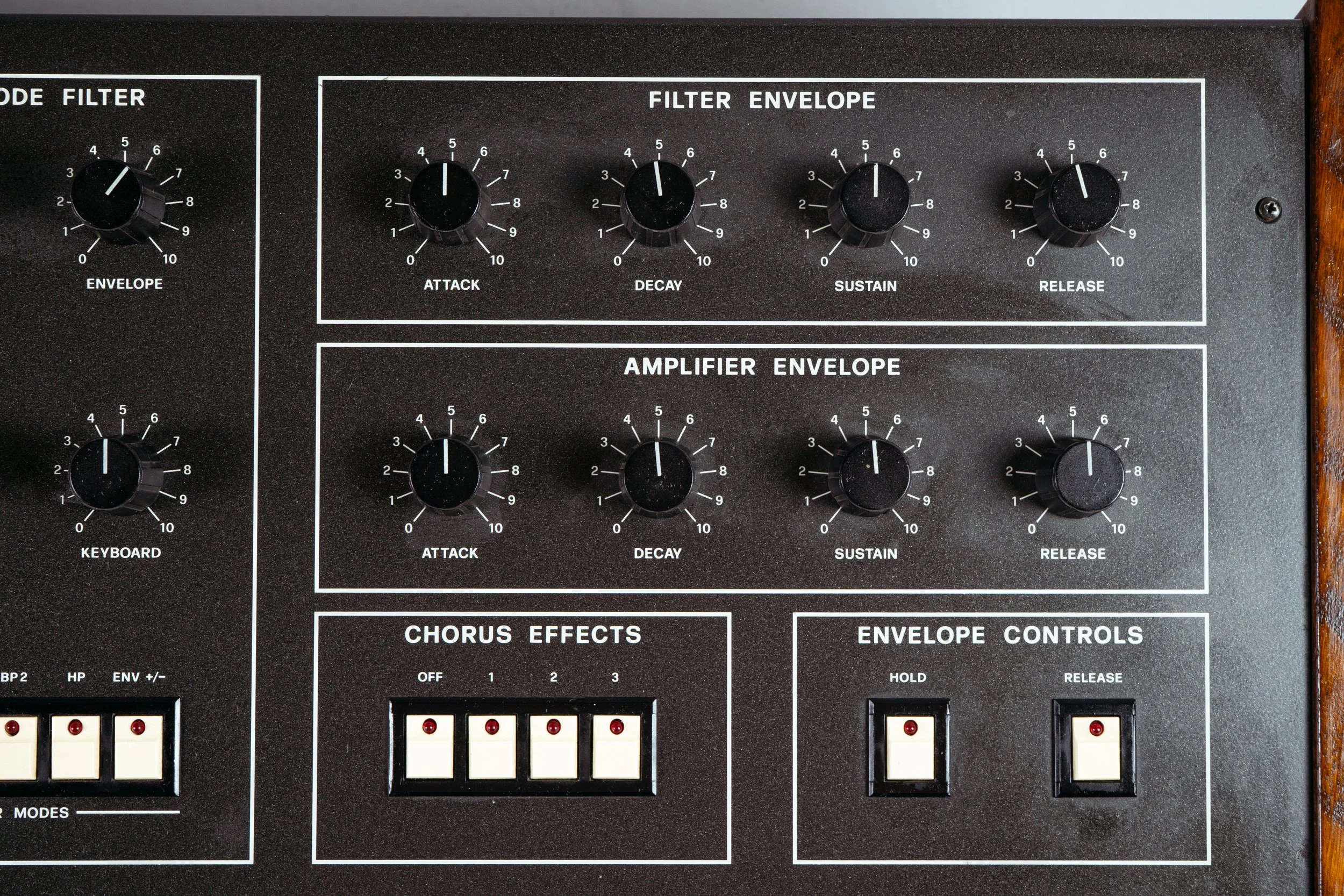 The 2 individual envelope generators, and 3 different types of chorus effects grants the player amazing sound sculpting possibilities. The Synthex also features a ring modulator, a 4 track sequencer, a joystick that can be routed and applied to modul