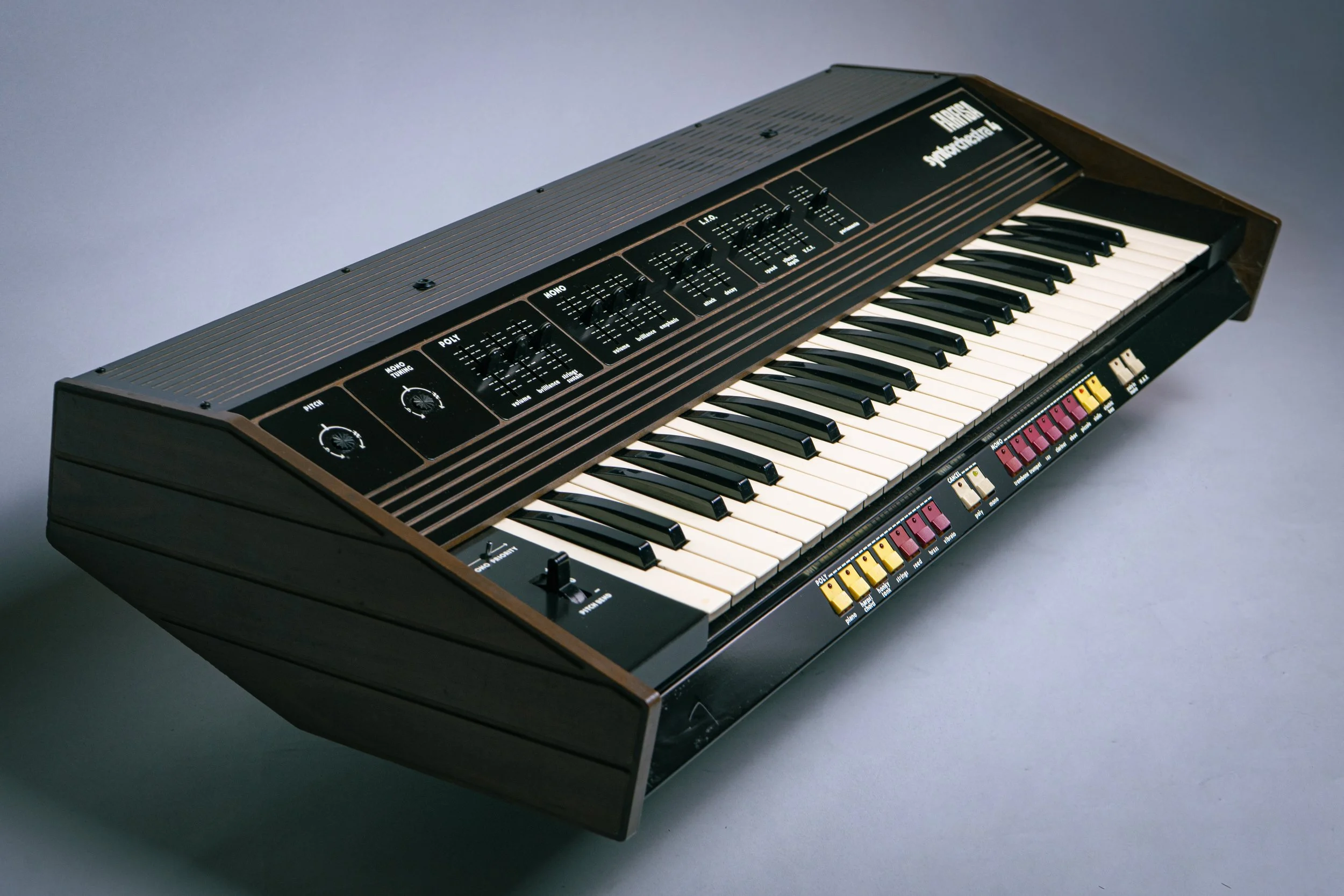 The Syntorchestra 4 should probably be considered a slimmed-down Farfisa Soundmaker rather than a successor to the original Farfisa Syntorchestra.  There was no Syntorchestra 2 or 3 to our knowledge. 
