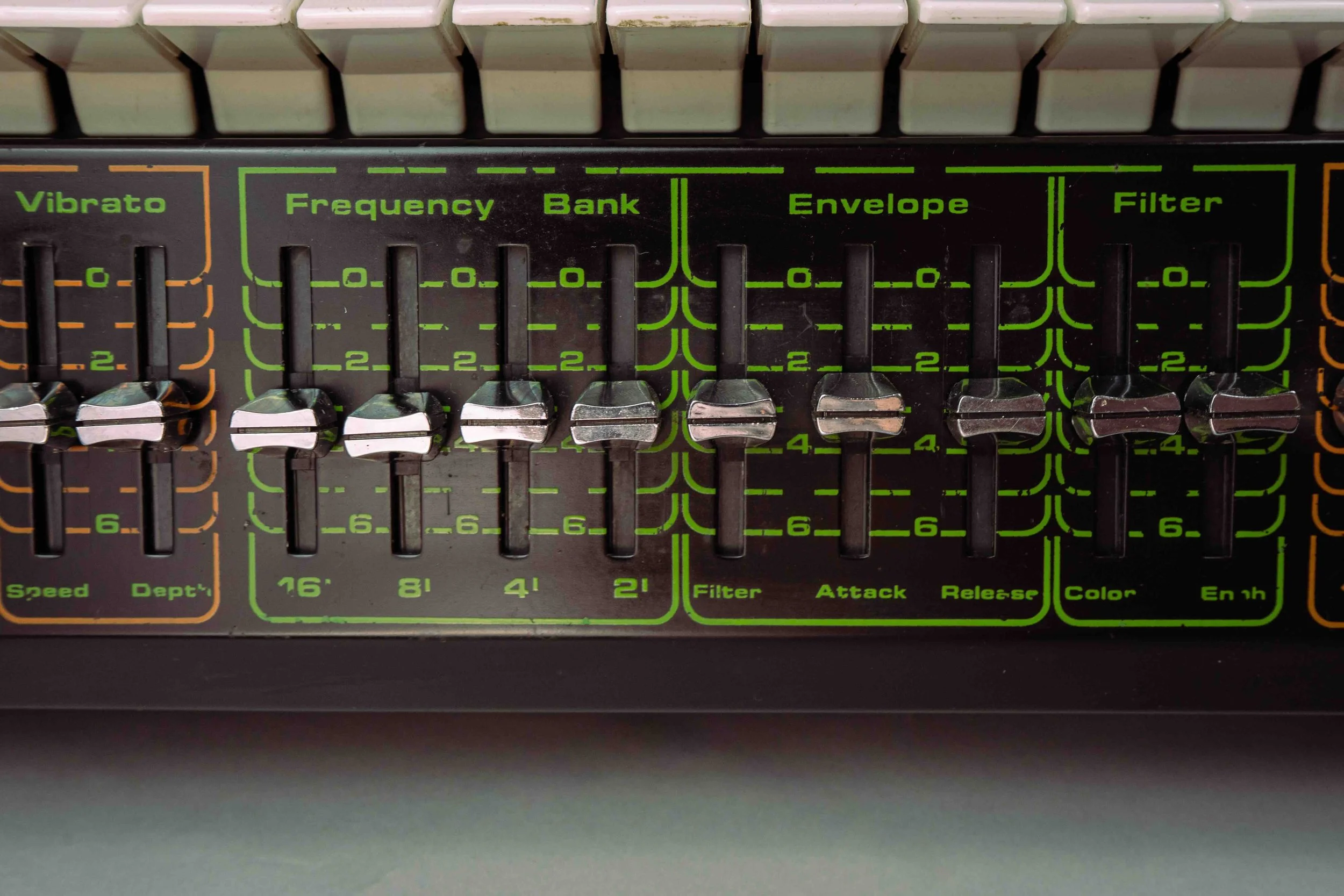 The 2 oscillators have identical controls and are completely separate. They can be played simultaneously or allocated to the low or high octaves on the keyboard. Each has its own filter, envelope and dedicated audio output in the back for routing to 