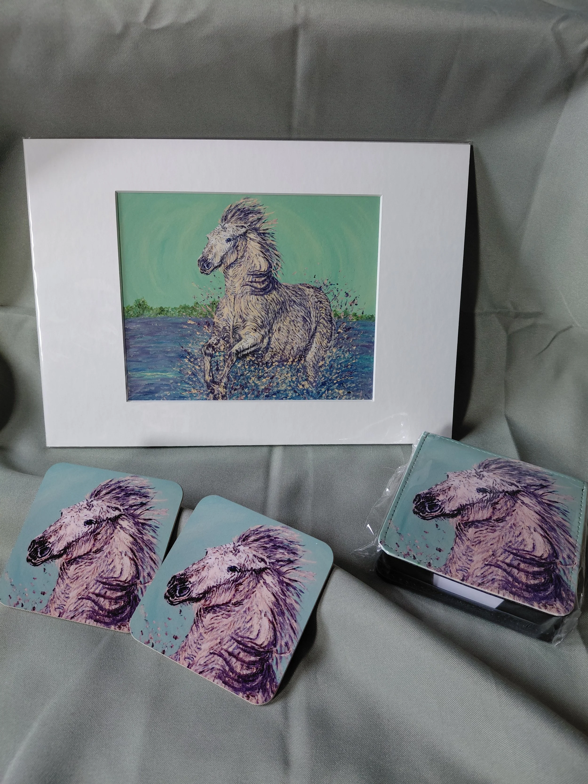 Camargue Horse - A5 Print in Mount