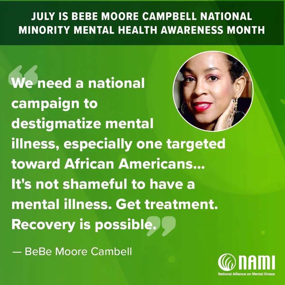 Each July, we honor the legacy of author, advocate, and trailblazer Bebe Moore Campbell, who refused to let Black stories go untold — or unheard.
She reminded us that our mental health is not a luxury — it’s a right.
Let’s ca