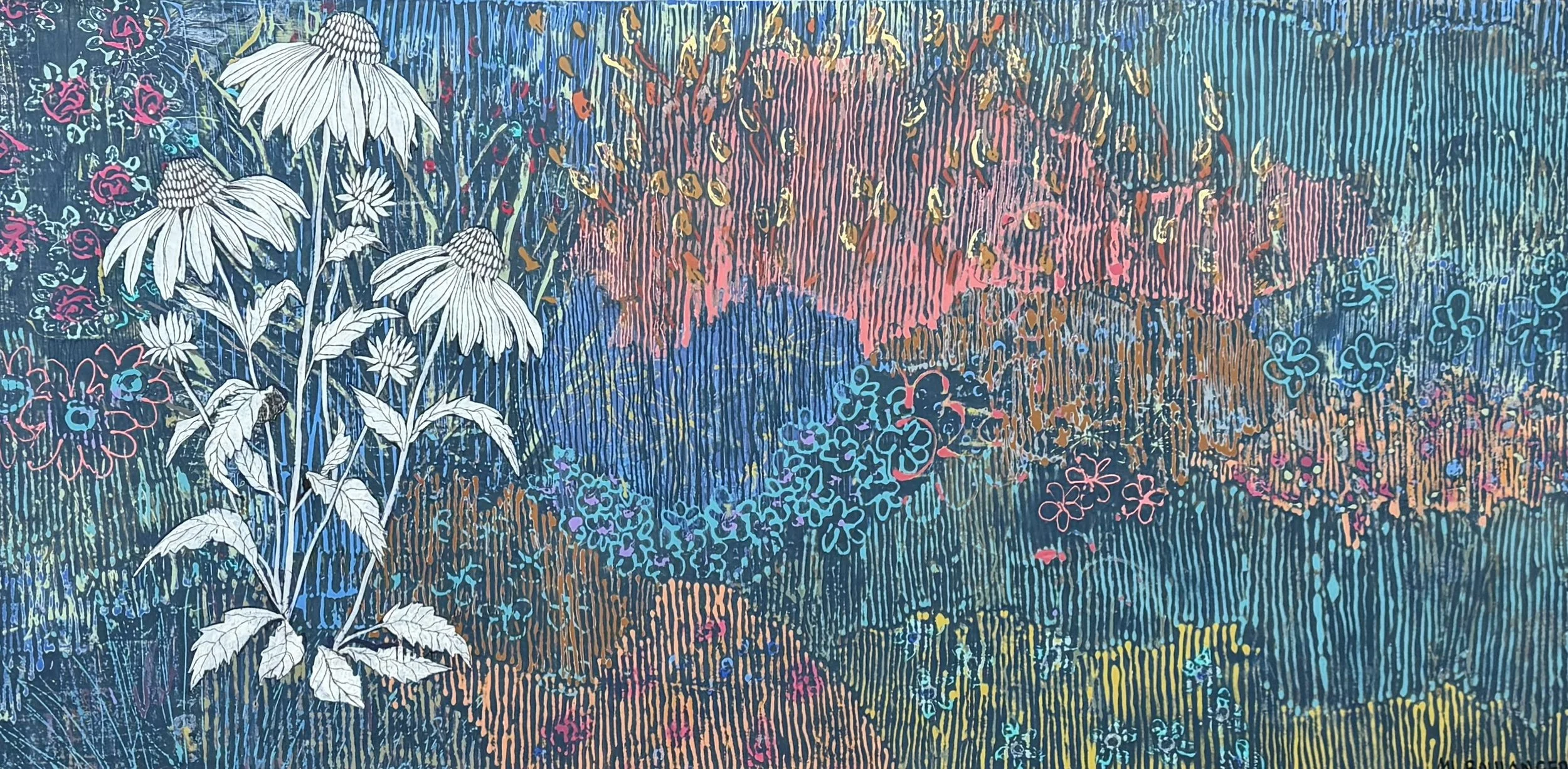 Petals in the Wind, Acrylic, 30” x 60”