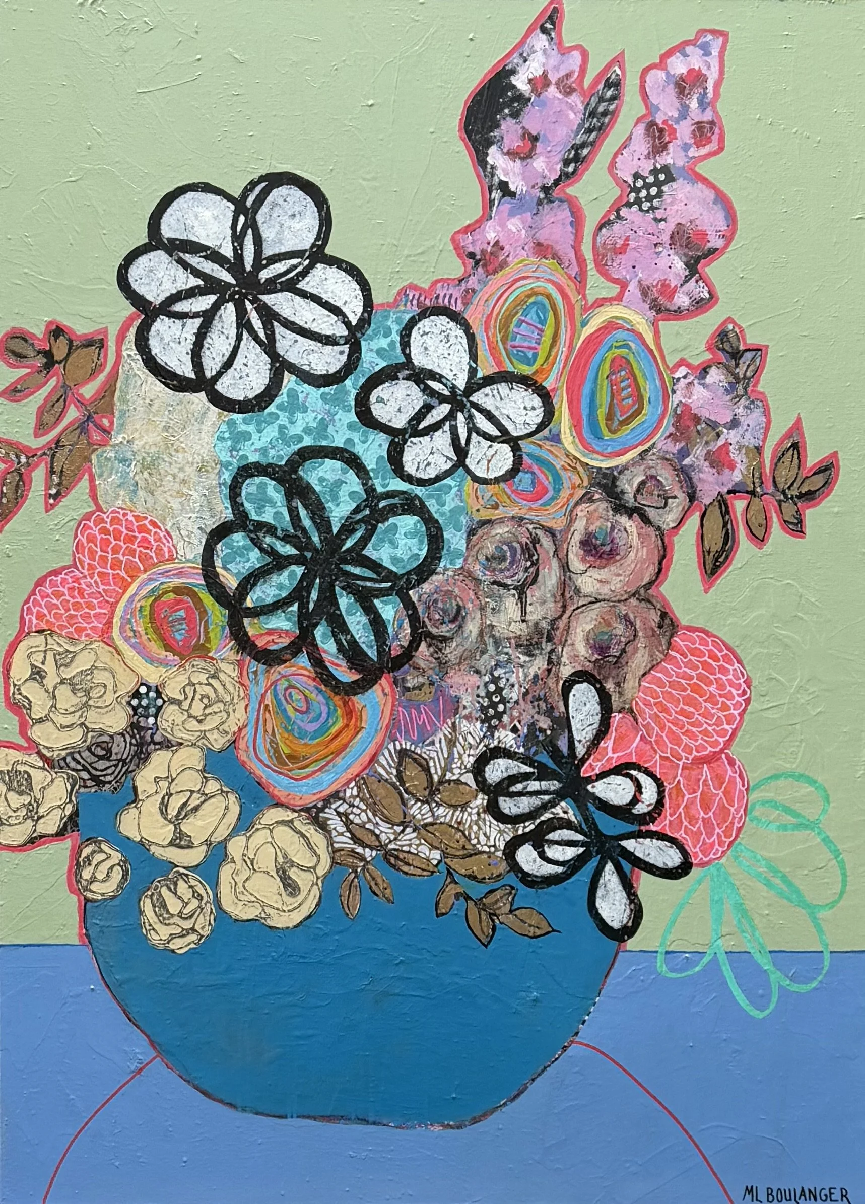 A Gathering of Blooms, Acrylic, 36" x 48"