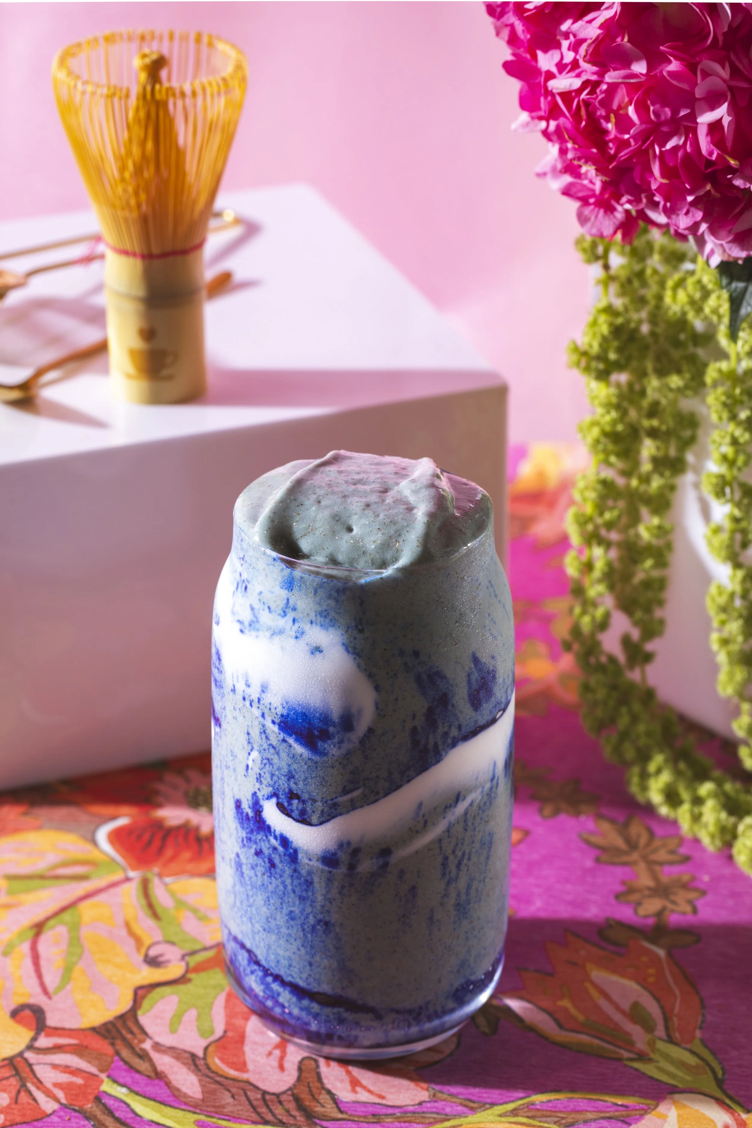 Blue mermaid smoothie with blue spirulina, yogurt and more