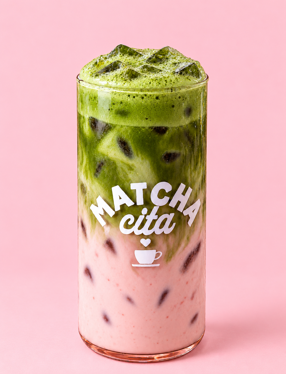 Rose matcha latte