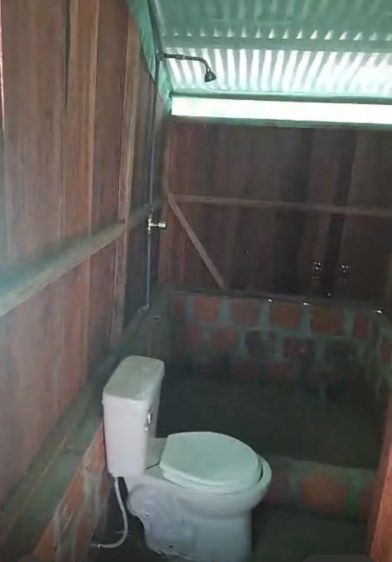 Flushing toilet and shower, inside the Casita