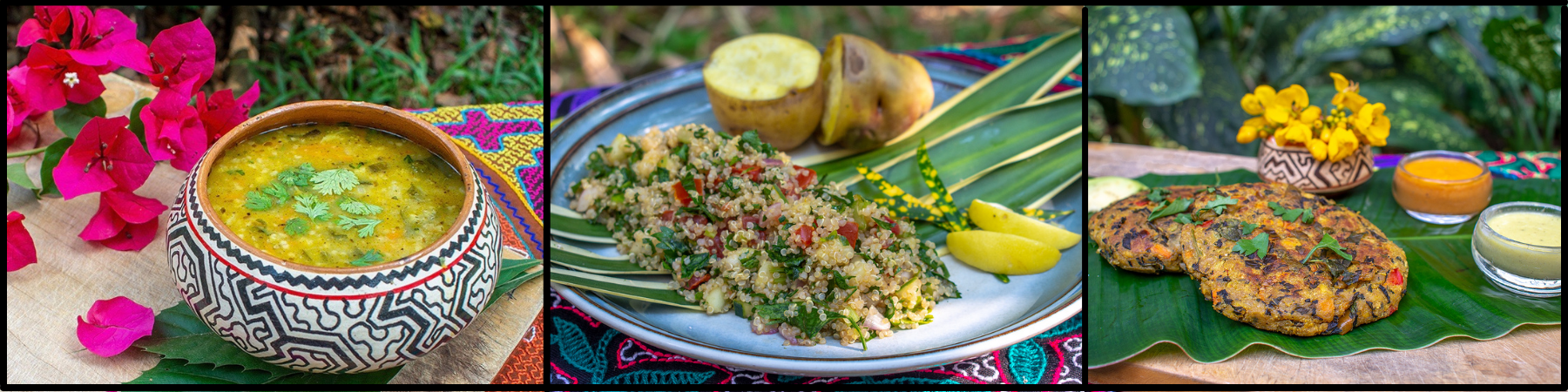 Healthy dieta dishes at Reshin Nika Shipibo healing center near Pucallpa Peru.