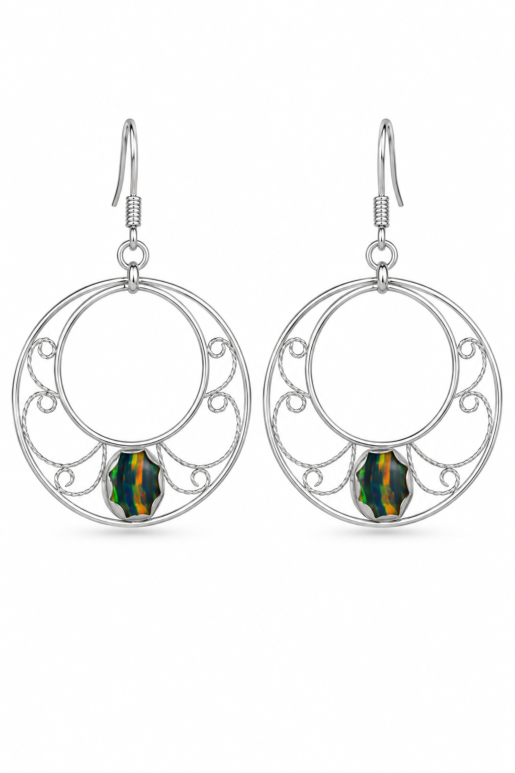 sterling silver opal earrings