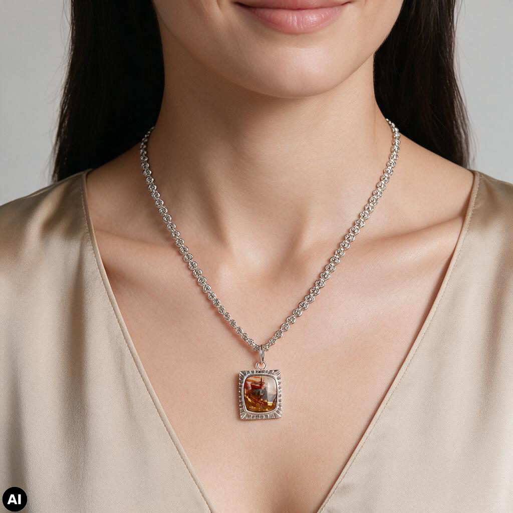 Artisan Gemstone Necklace Jasper Silver