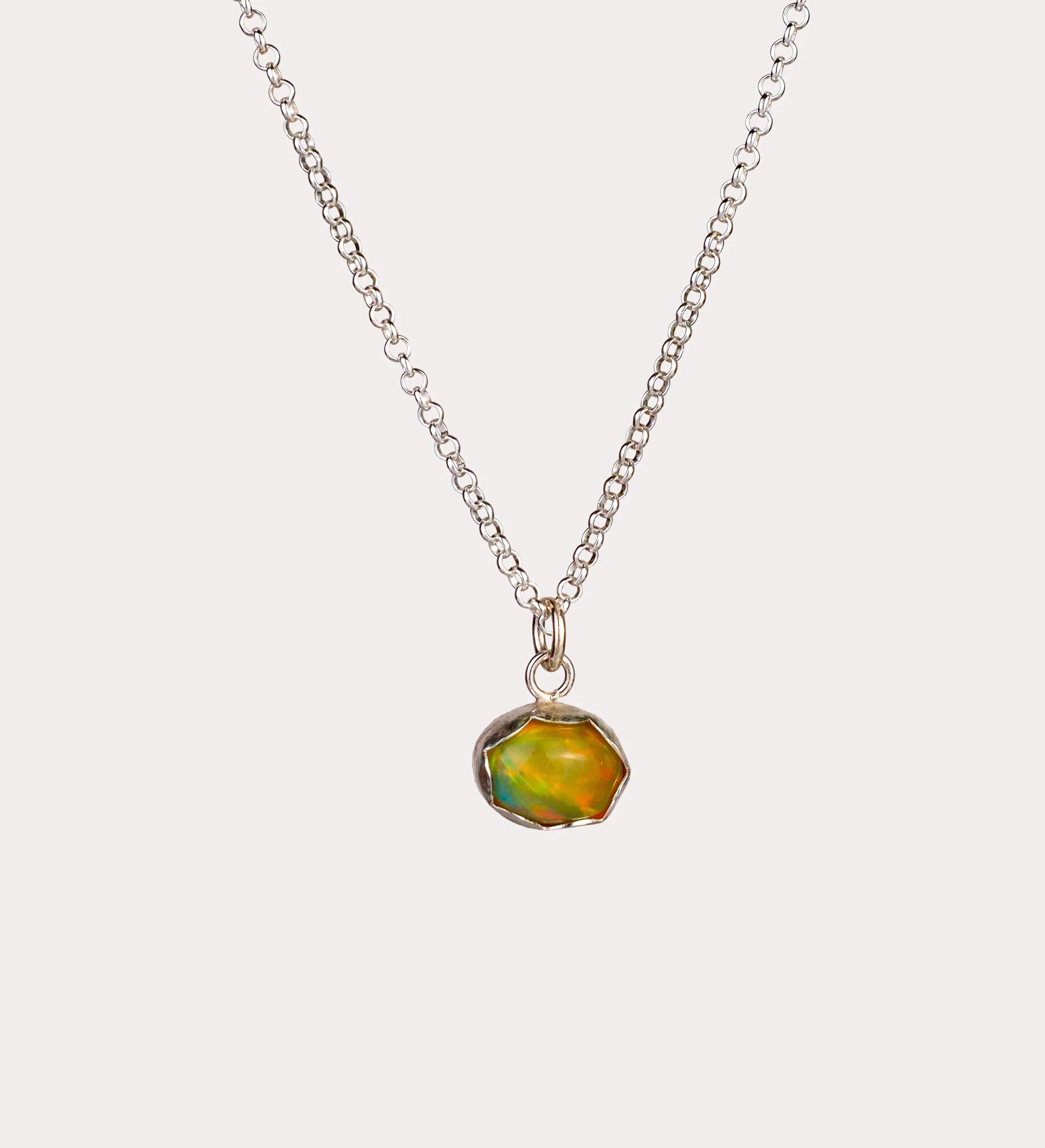 Minimalist Opal Necklace sterling silver