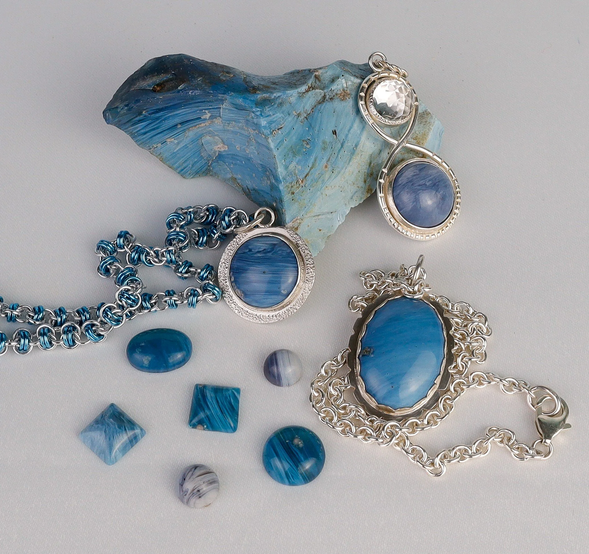 Group of swedish blue stones and jewelry