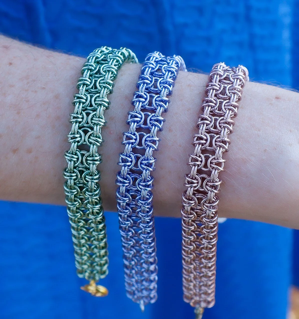 Colorful artisan handwoven Chainmaille bracelet