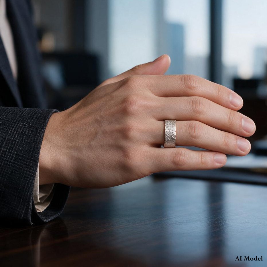 Silver Band Ring Male