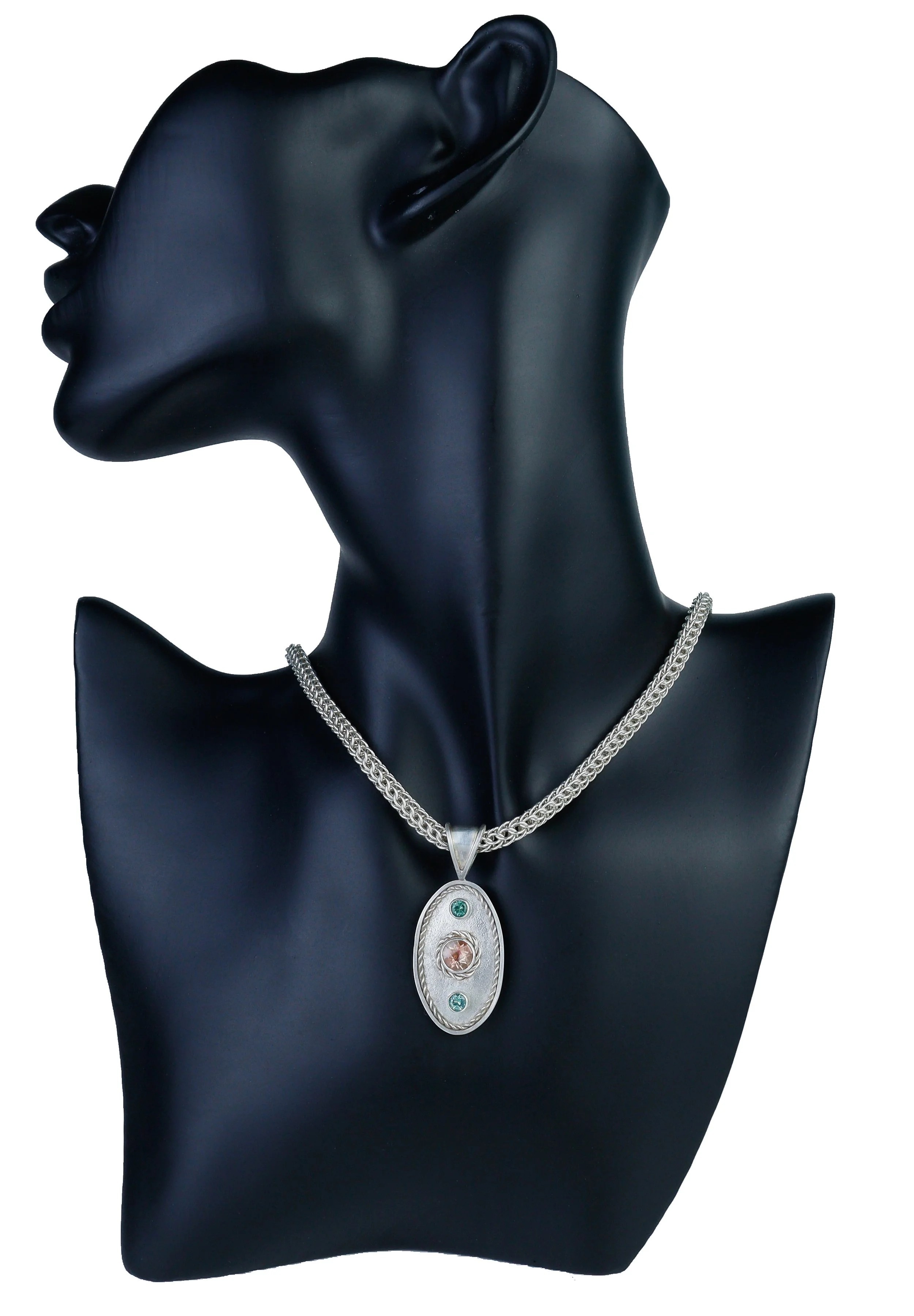 Silver and gemstone pendant necklace