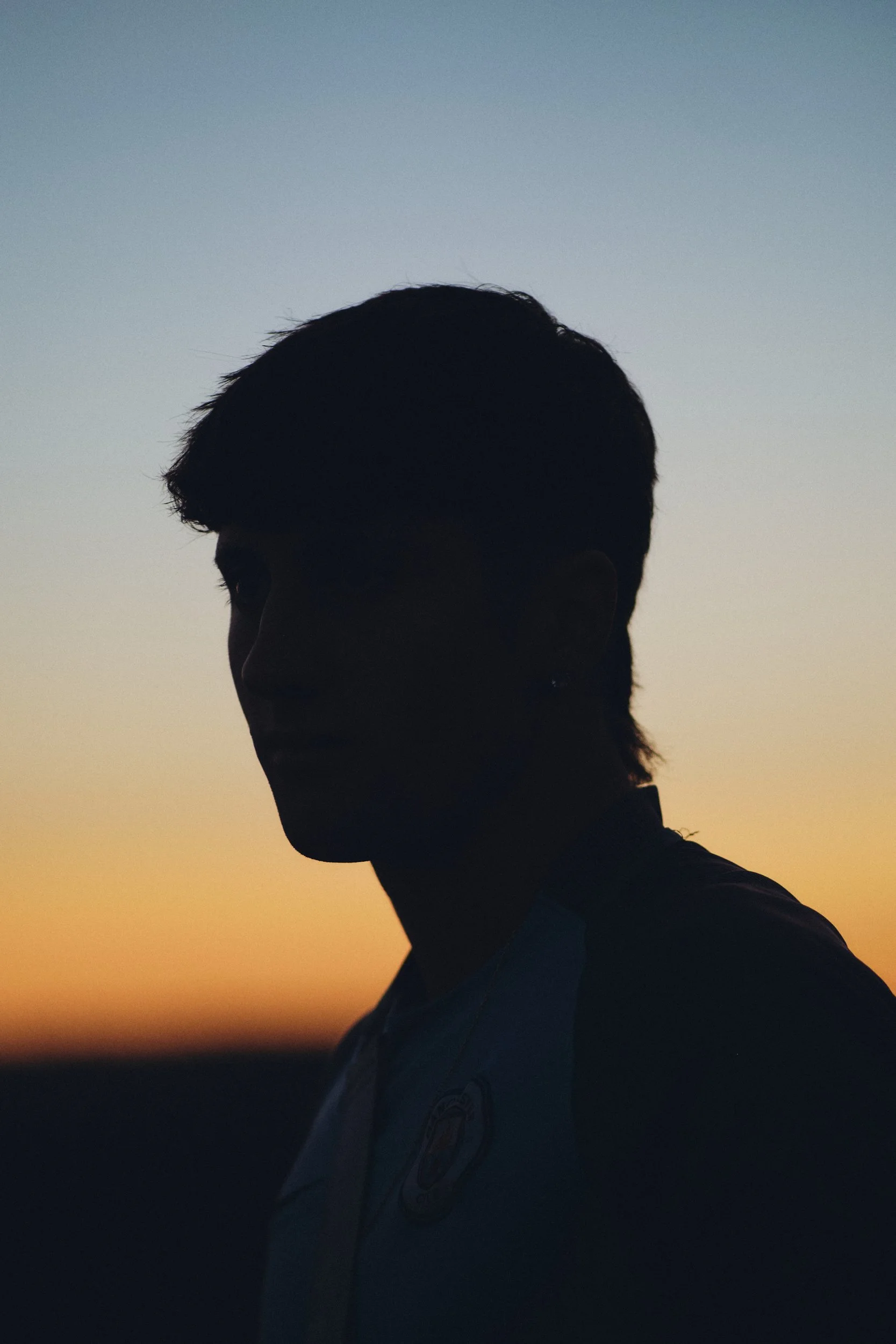 Silhouette portrait at sunset in Spain