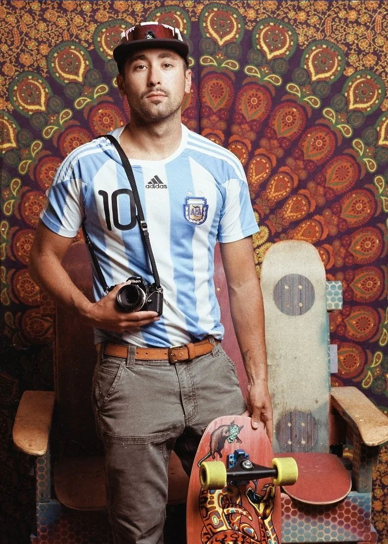 Theo Delmonaco, photographer based in Corvallis, Oregon, holding his camera