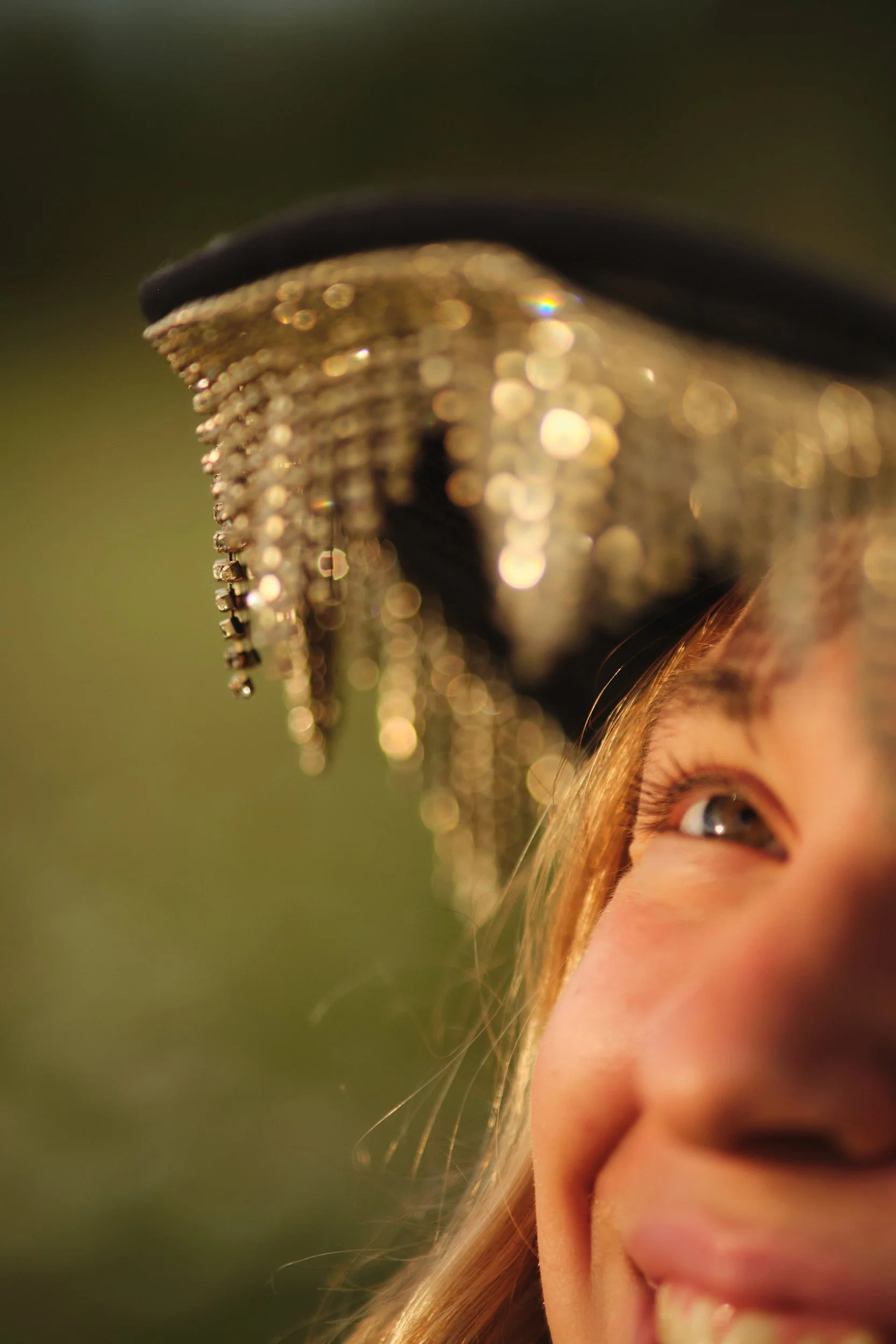 Close-up golden hour portrait of a smiling woman in Corvallis, Oregon