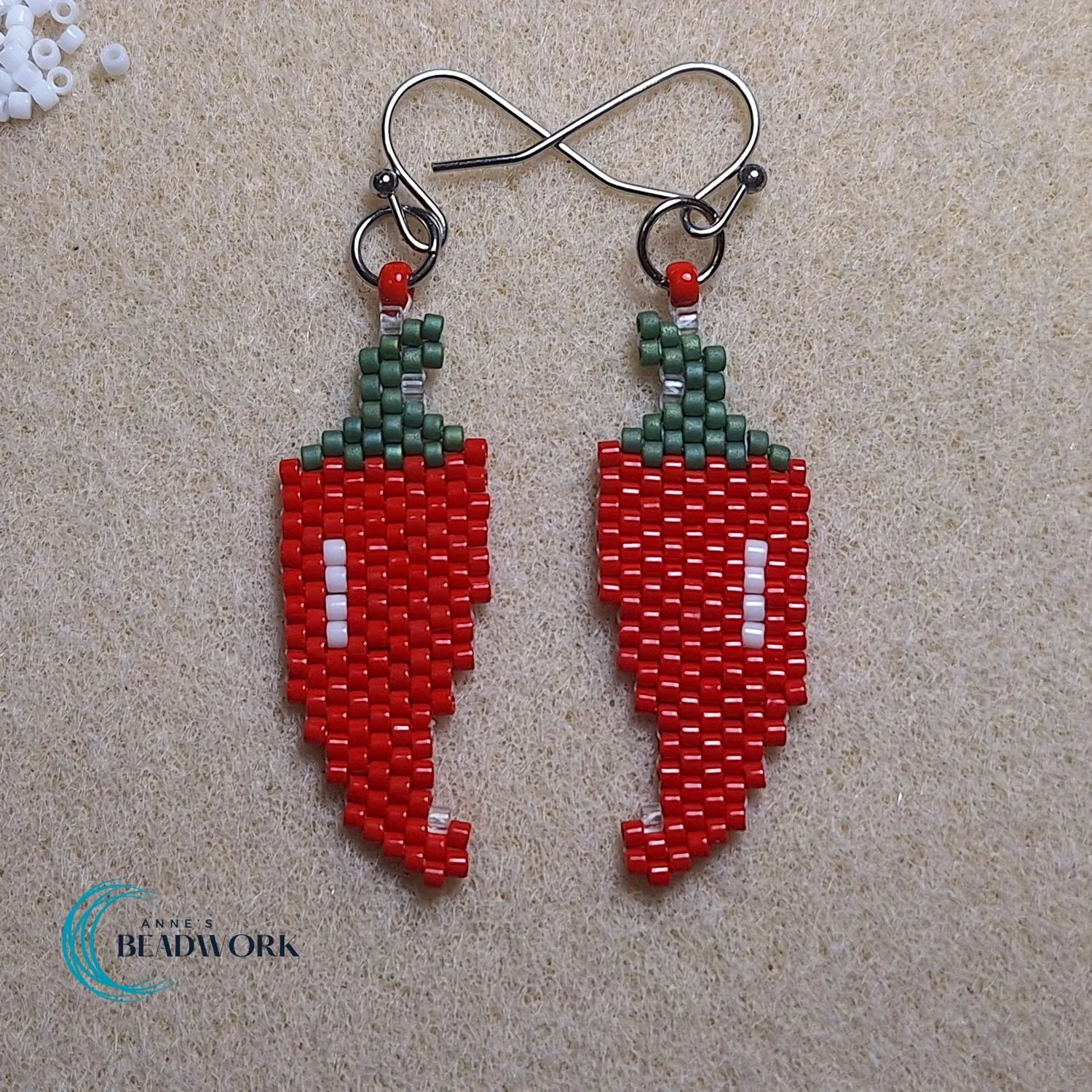 Red Hot Chili Peppers Glass Seed Bead Earrings
