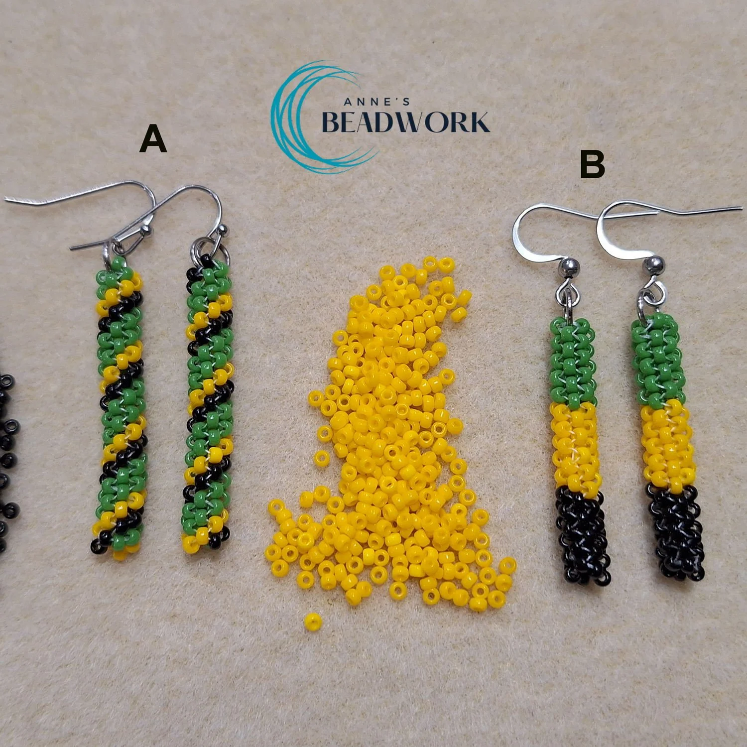 Jamaica Glass Seed Bead Tubular Earrings